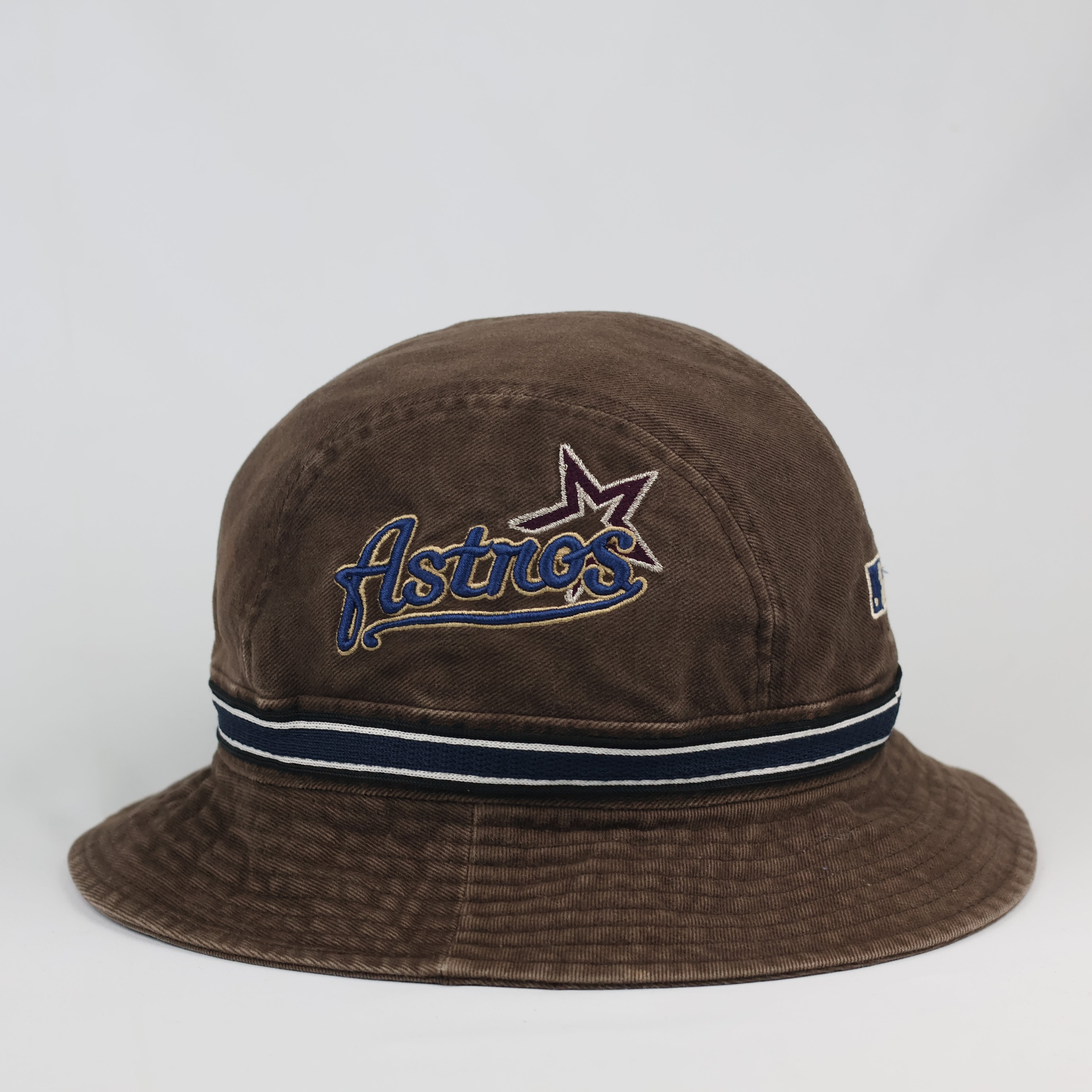 Vintage MLB Houston Astros Embroidered Bucket Thrifted Hat – Washed Brown