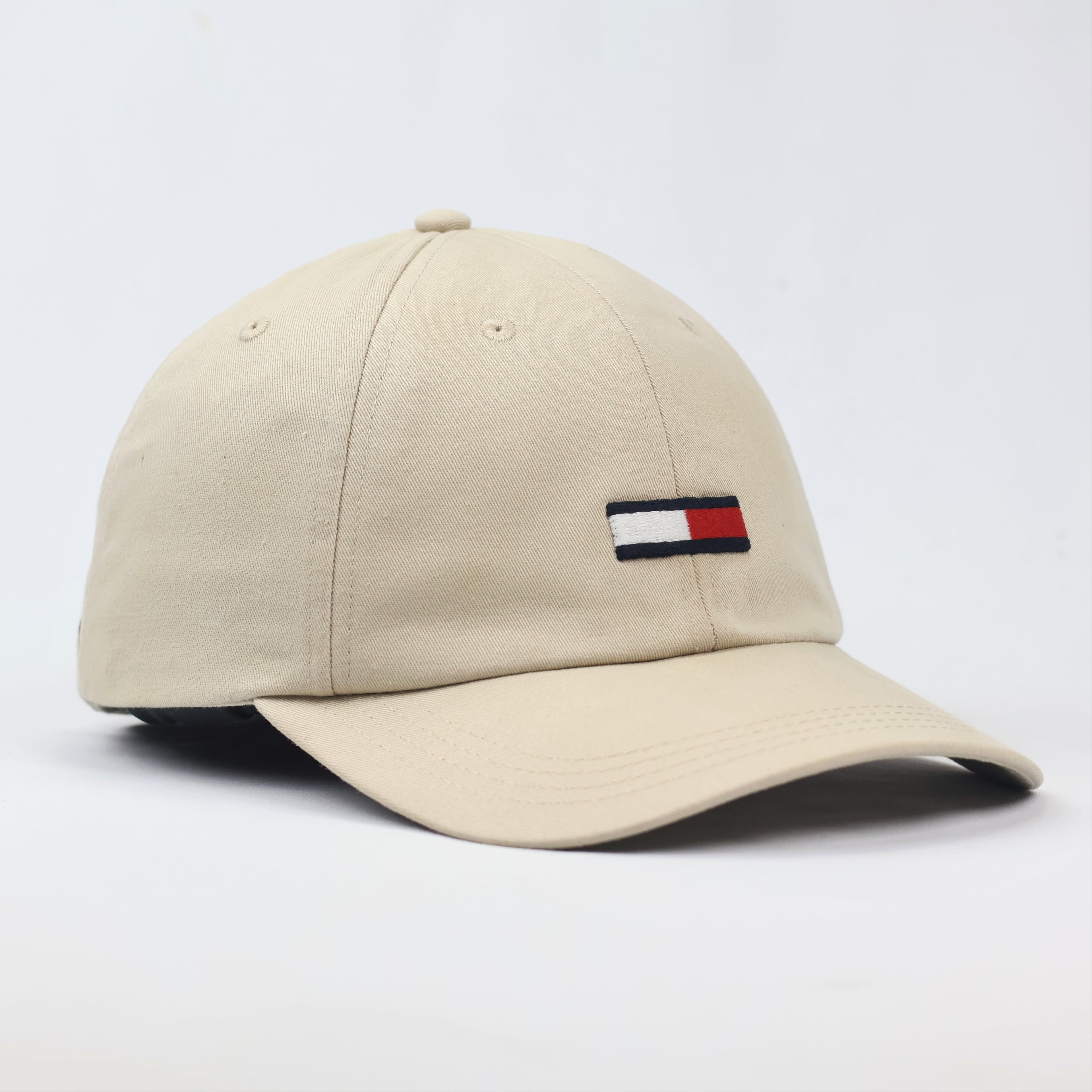 Classic Tommy Hilfiger Khaki Cotton Dad Thrifted Hat - Premium Thrift