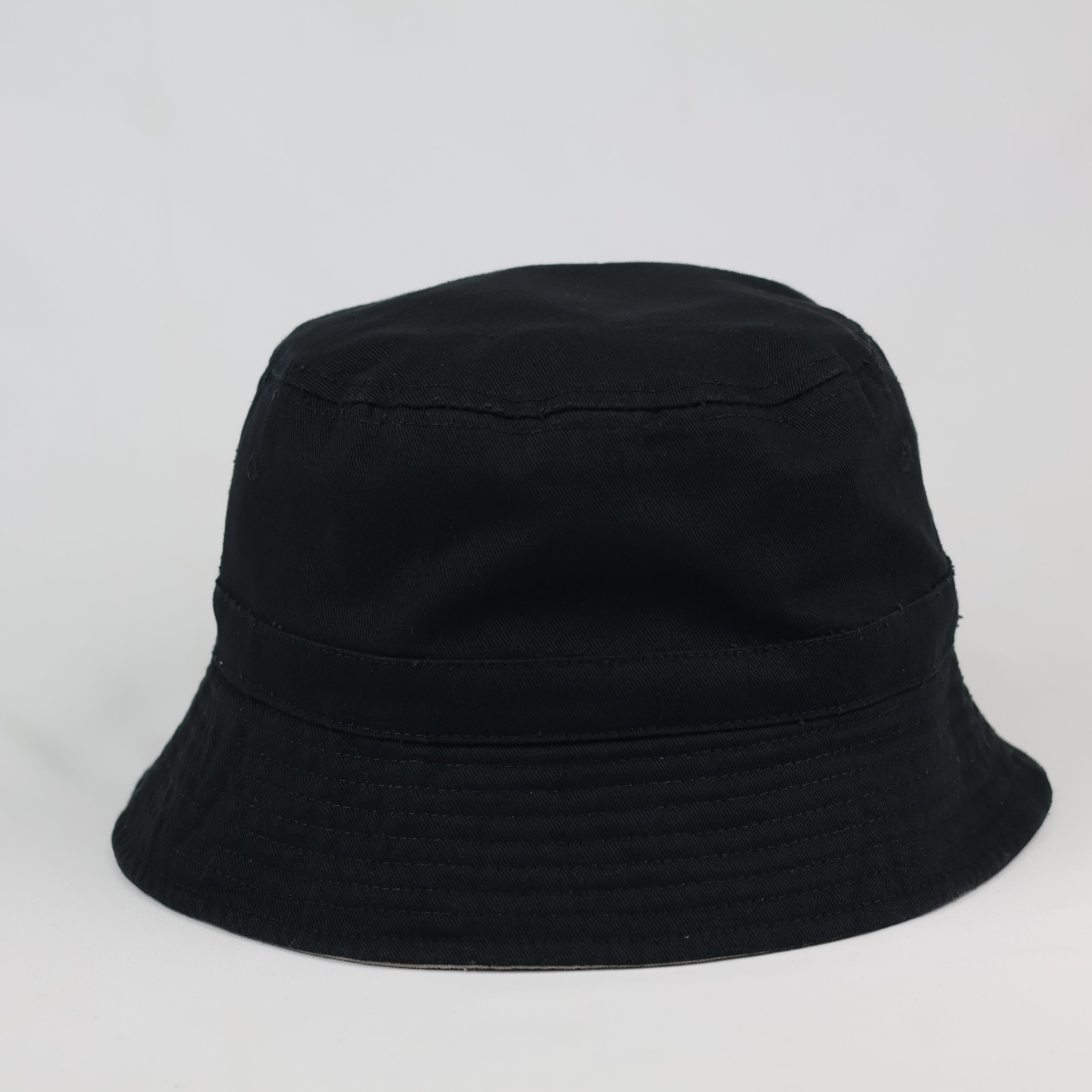 Thrifted Beechfield Embroidered Volleyball Sun Hat - Black / Beige Lining