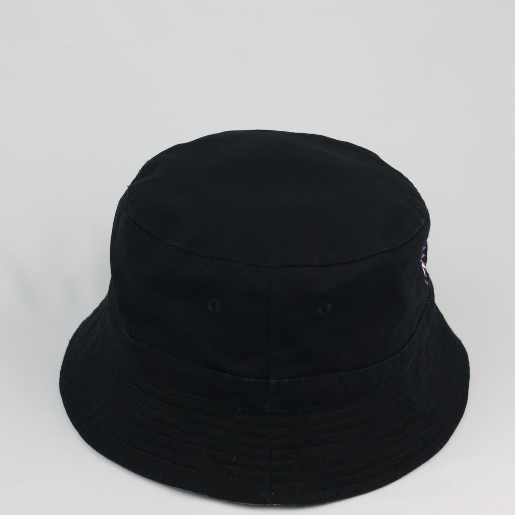 Thrifted Beechfield Embroidered Volleyball Sun Hat - Black / Beige Lining