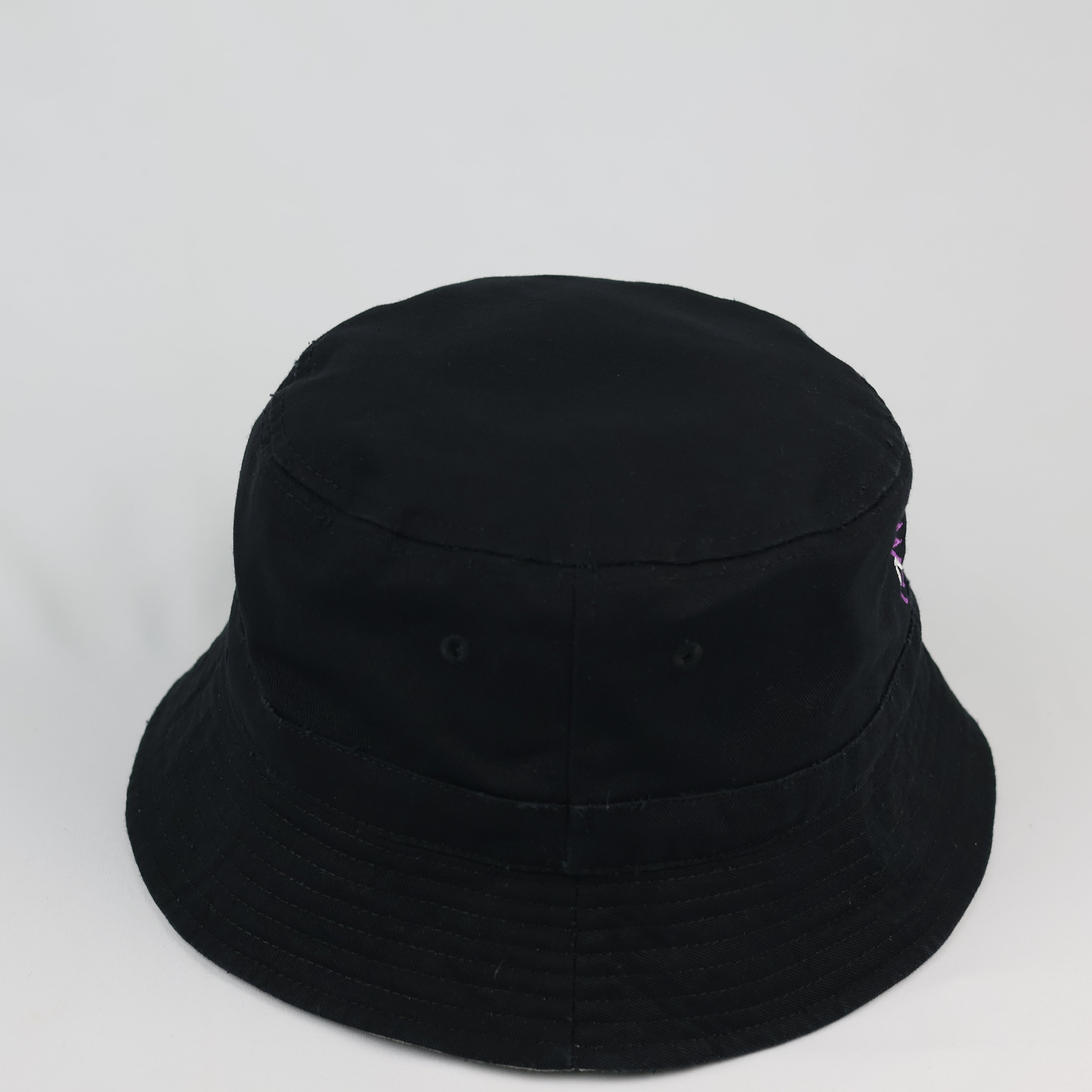 Thrifted Beechfield Embroidered Volleyball Sun Hat - Black / Beige Lining