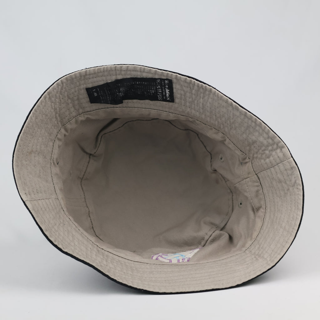 Thrifted Beechfield Embroidered Volleyball Sun Hat - Black / Beige Lining