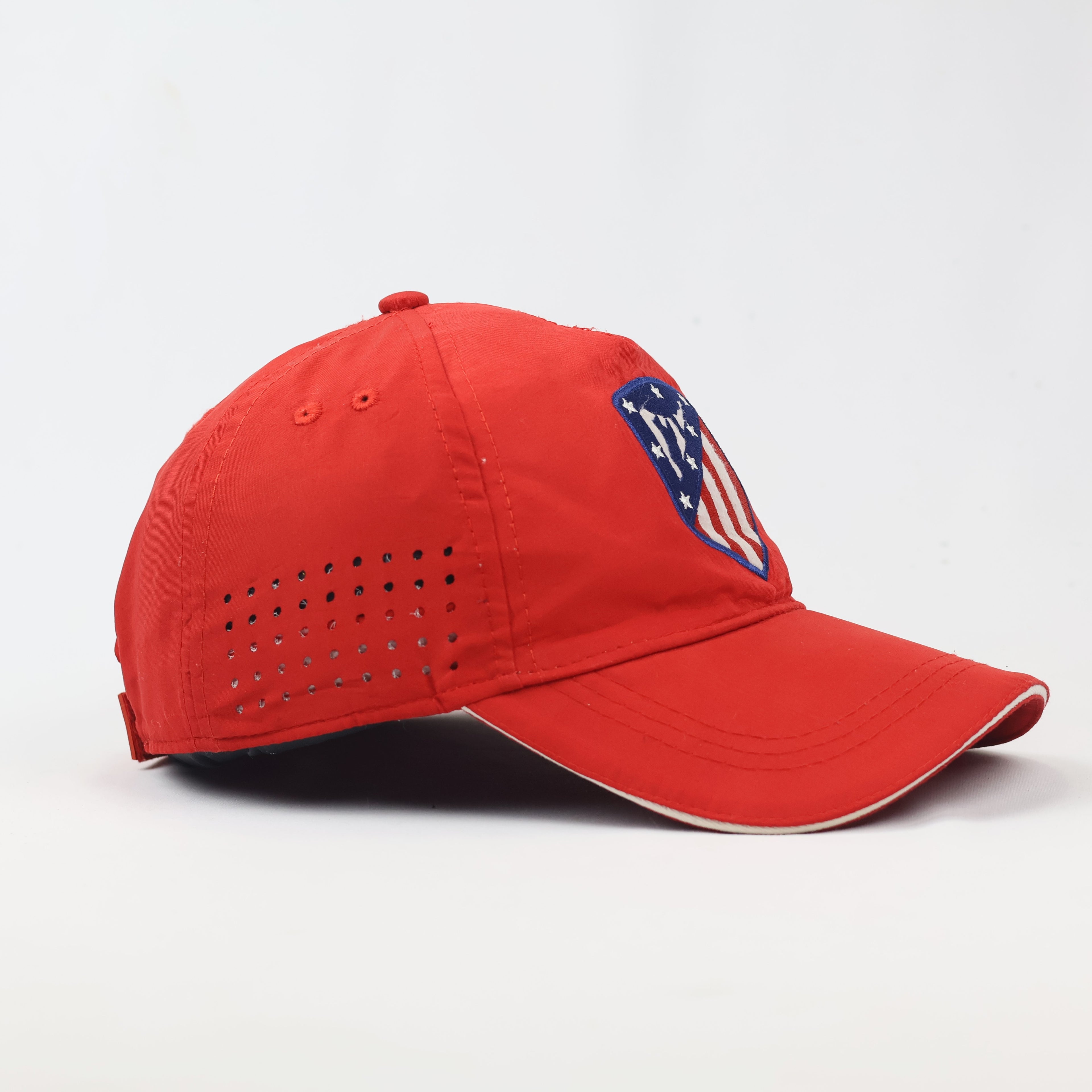 Official Atlético de Madrid Red Laser-Cut Breathable Thrifted Sports Hat