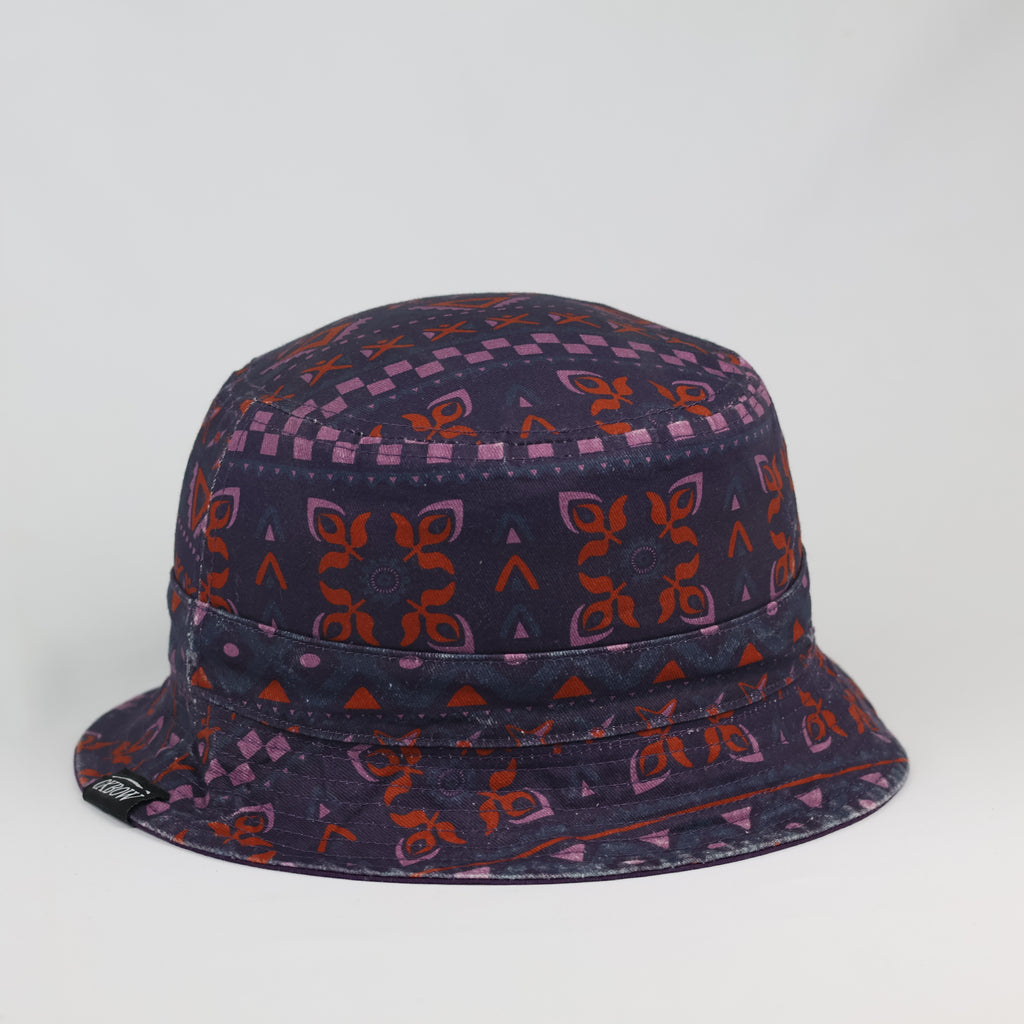 Retro Oxbow All-Over Pattern Bucket Hat - Dark Purple (Size S/M)