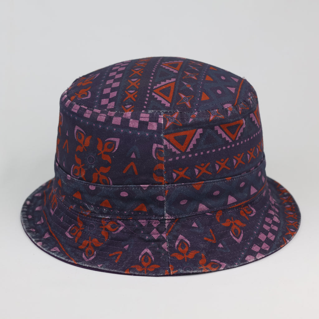 Retro Oxbow All-Over Pattern Bucket Hat - Dark Purple (Size S/M)