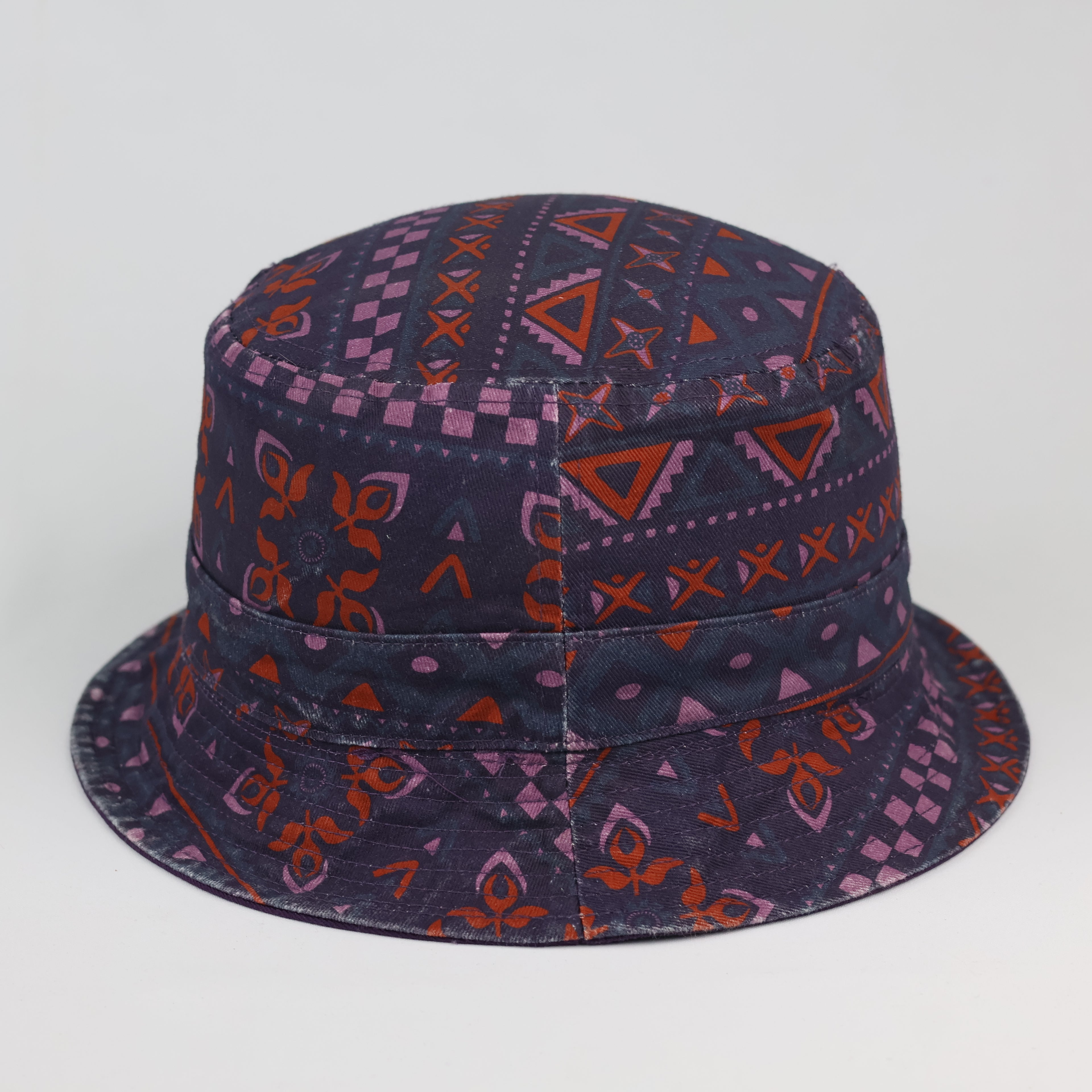 Retro Oxbow All-Over Pattern Bucket Hat - Dark Purple (Size S/M)
