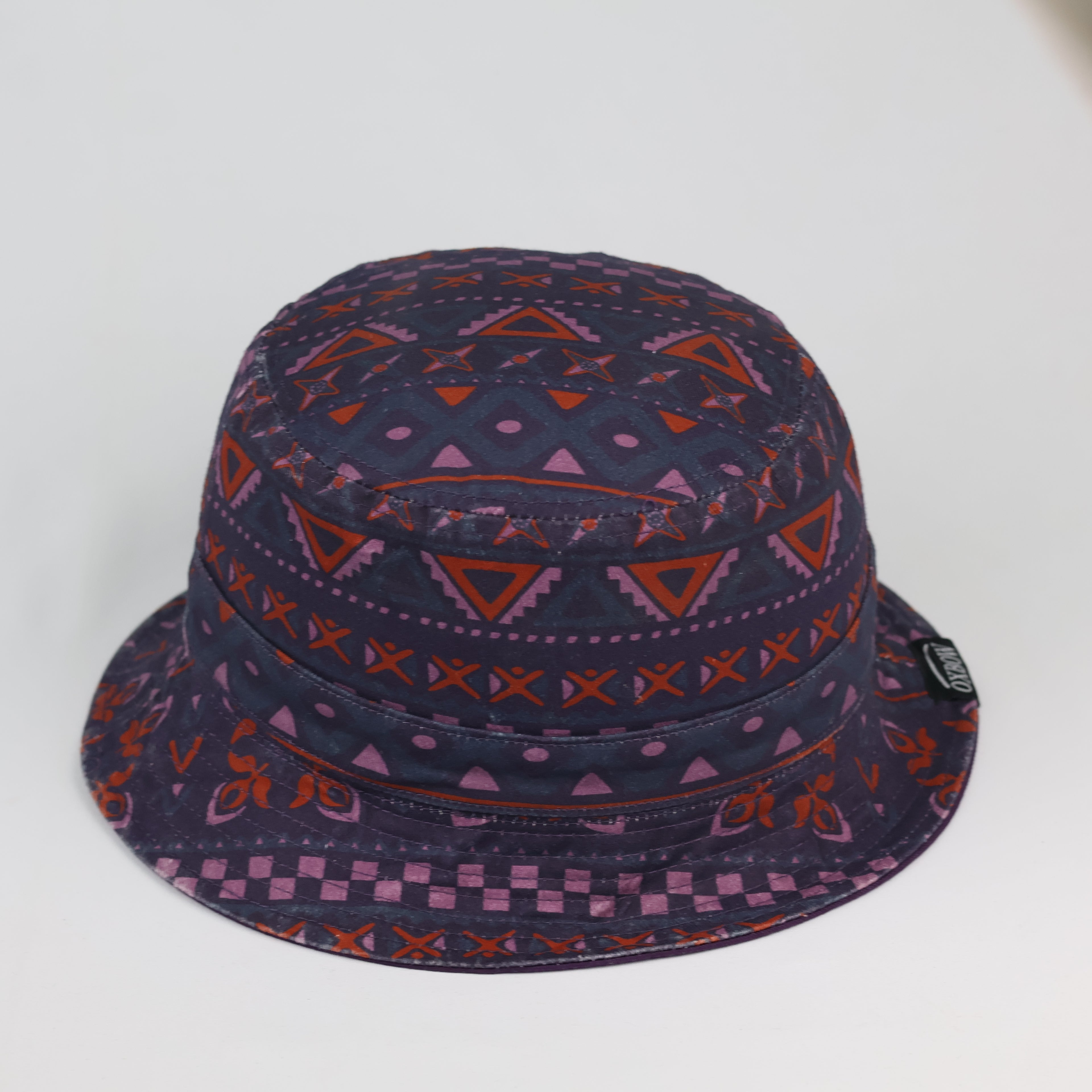 Retro Oxbow All-Over Pattern Bucket Hat - Dark Purple (Size S/M)