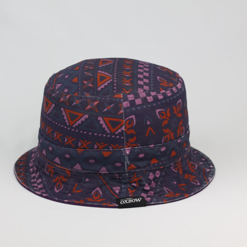 Retro Oxbow All-Over Pattern Bucket Hat - Dark Purple (Size S/M)