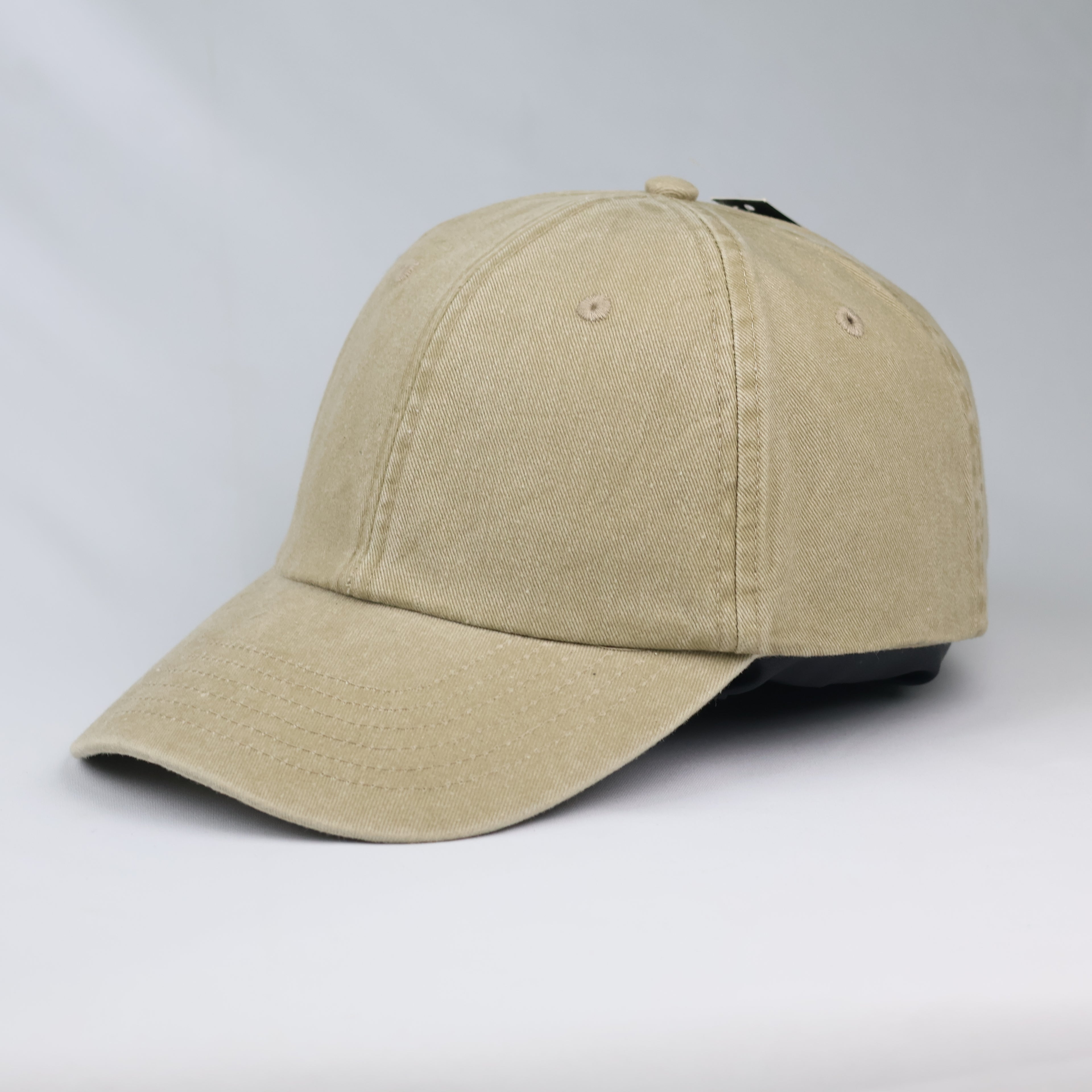 Thrifted Beechfield Blank Distressed Baseball Cap - Sand Khaki (56-58cm)