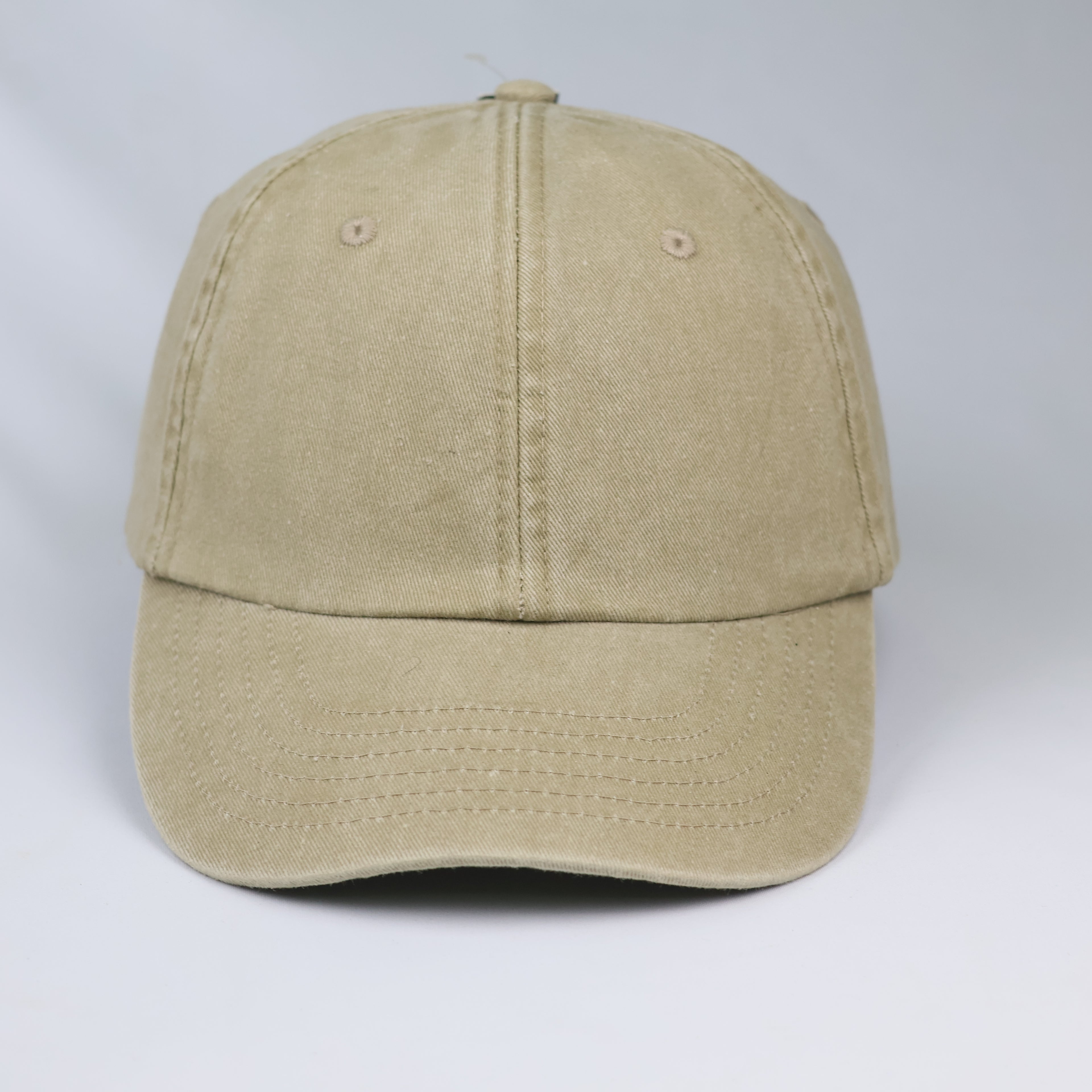 Thrifted Beechfield Blank Distressed Baseball Cap - Sand Khaki (56-58cm)