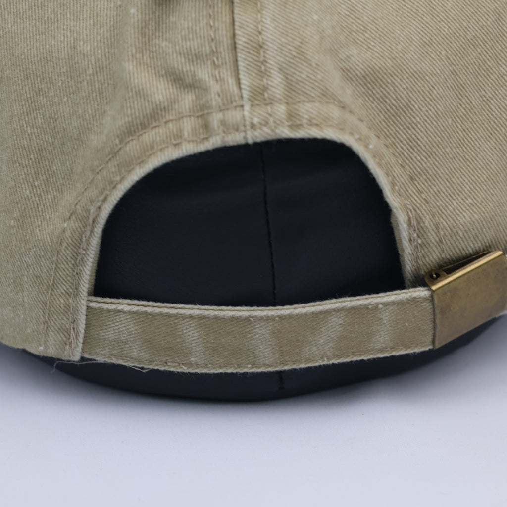 Thrifted Beechfield Blank Distressed Baseball Cap - Sand Khaki (56-58cm)