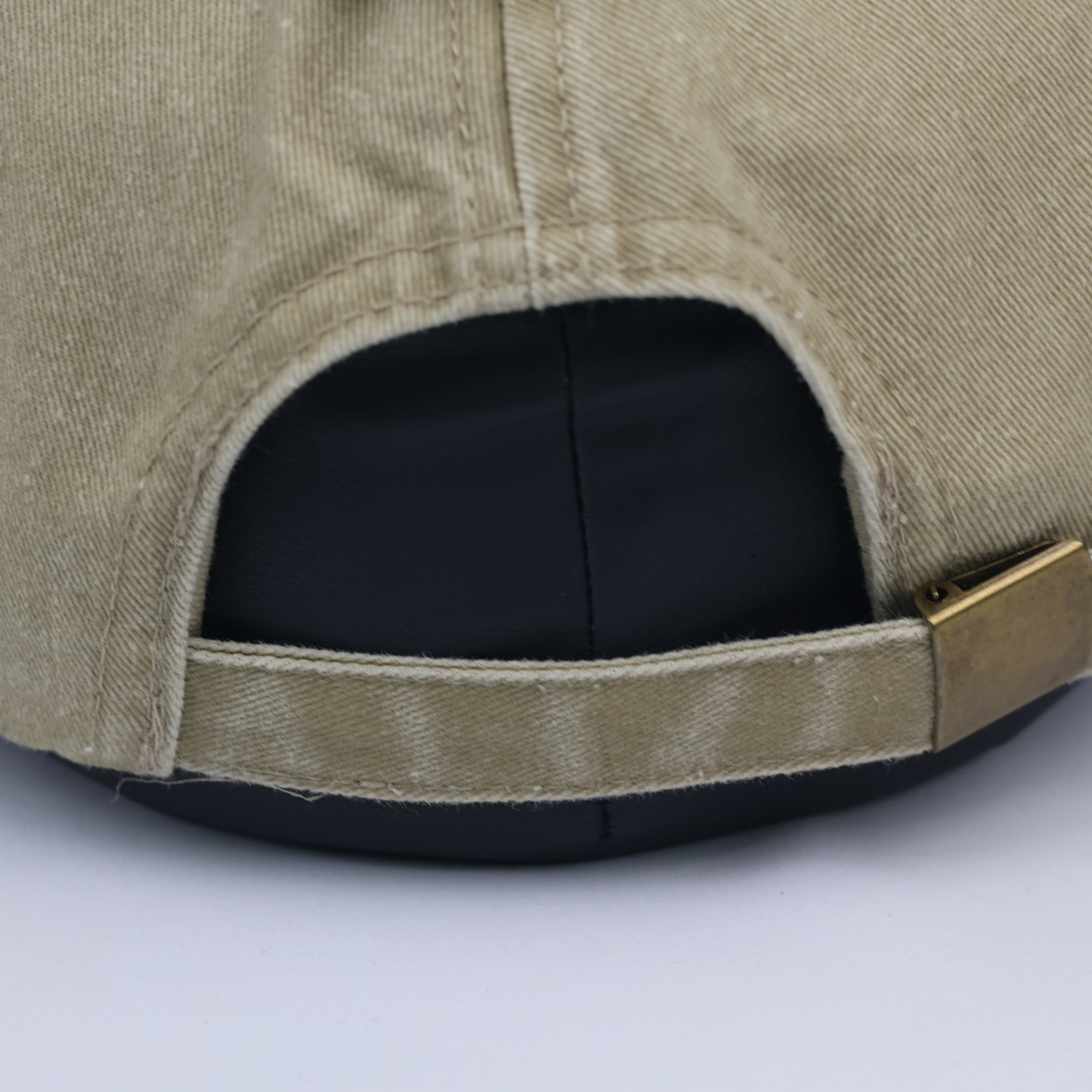 Thrifted Beechfield Blank Distressed Baseball Cap - Sand Khaki (56-58cm)