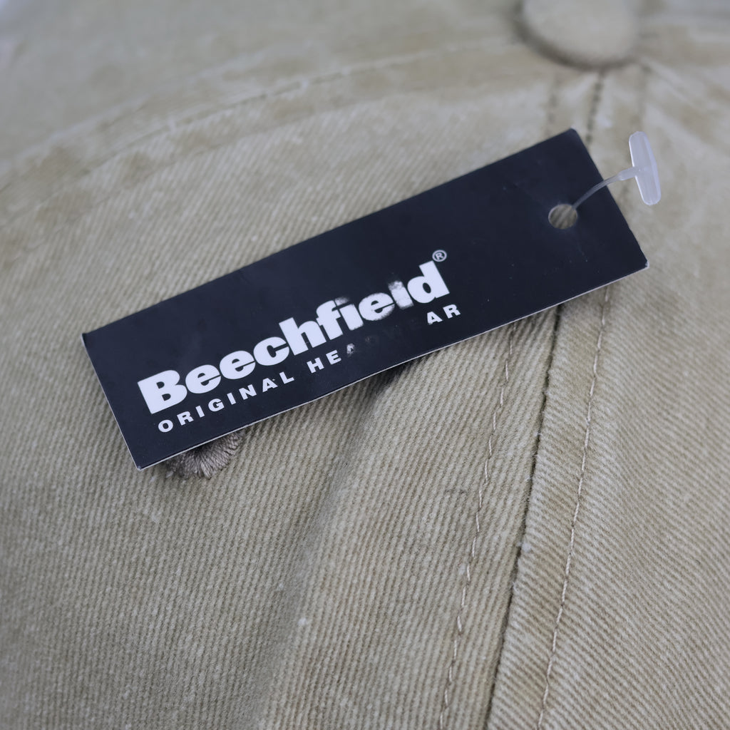 Thrifted Beechfield Blank Distressed Baseball Cap - Sand Khaki (56-58cm)