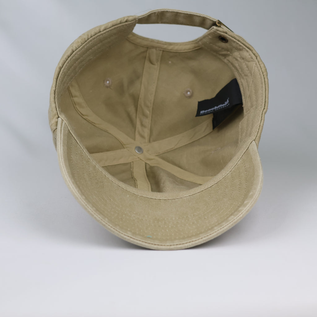 Thrifted Beechfield Blank Distressed Baseball Cap - Sand Khaki (56-58cm)