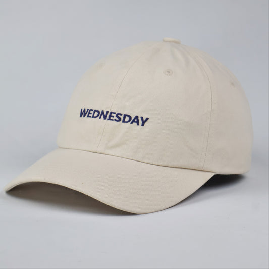 "WEDNESDAY" Embroidered Dad Cap - Cream/Beige