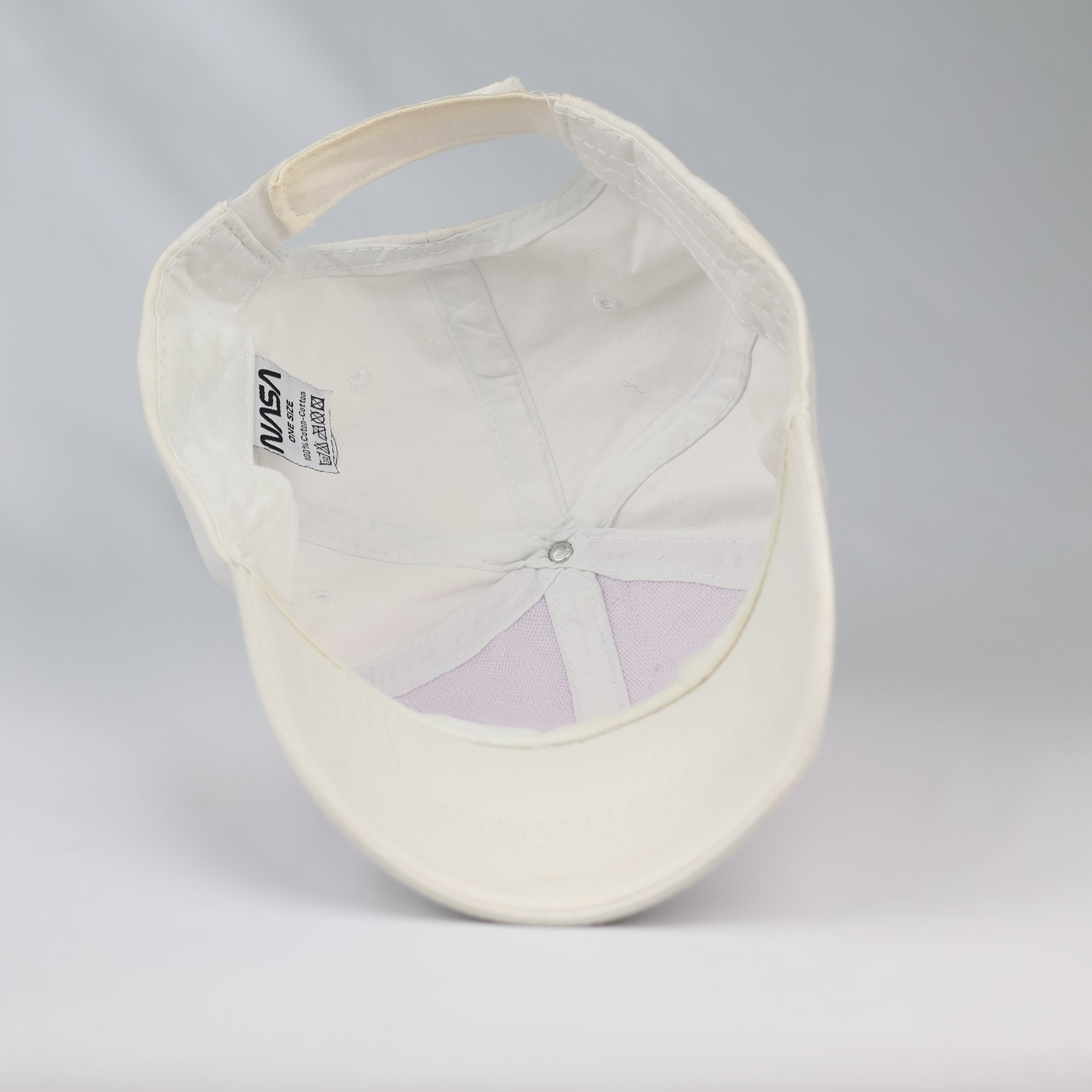 Thrifted NASA Embroidered White Cotton Strapback Cap