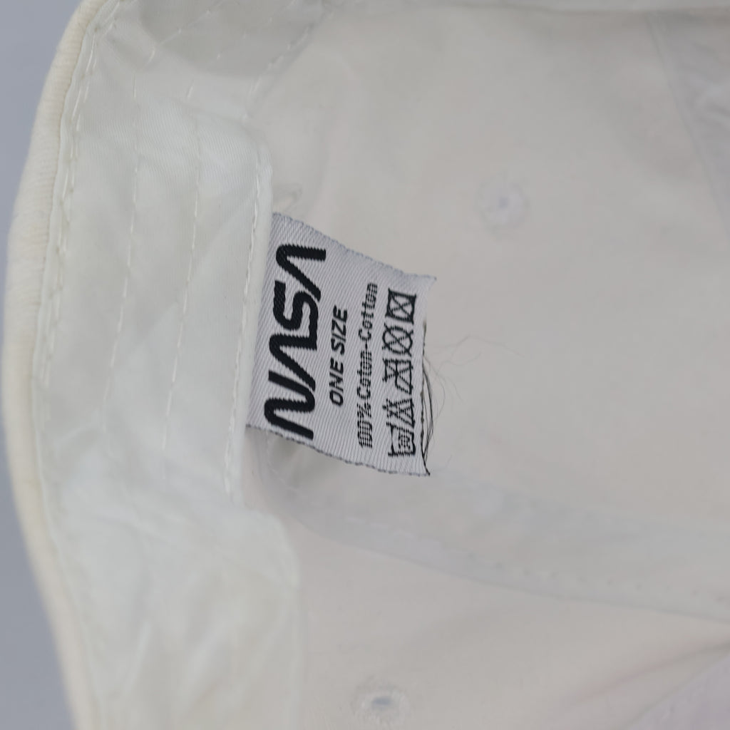 Thrifted NASA Embroidered White Cotton Strapback Cap
