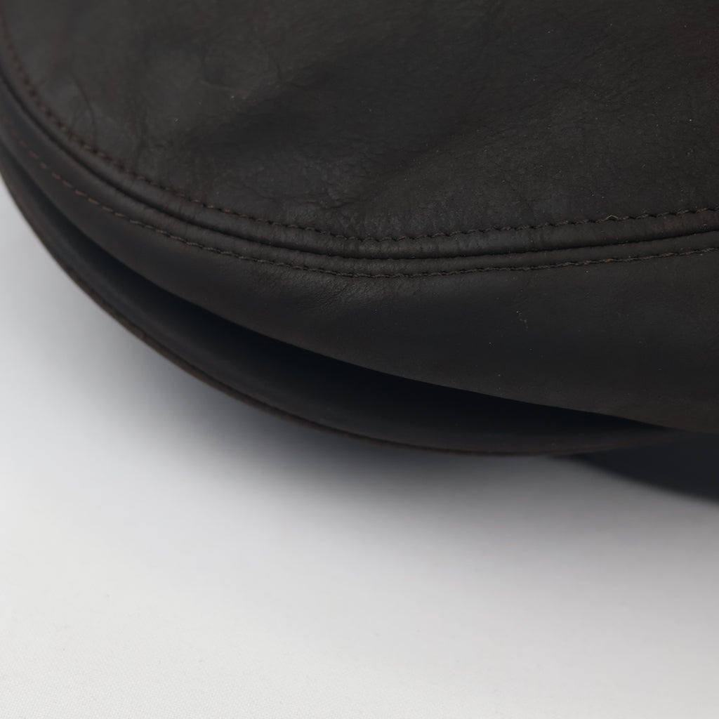 Vintage Genuine Leather Thrifted Flat Cap - Dark Brown Ivy Hat