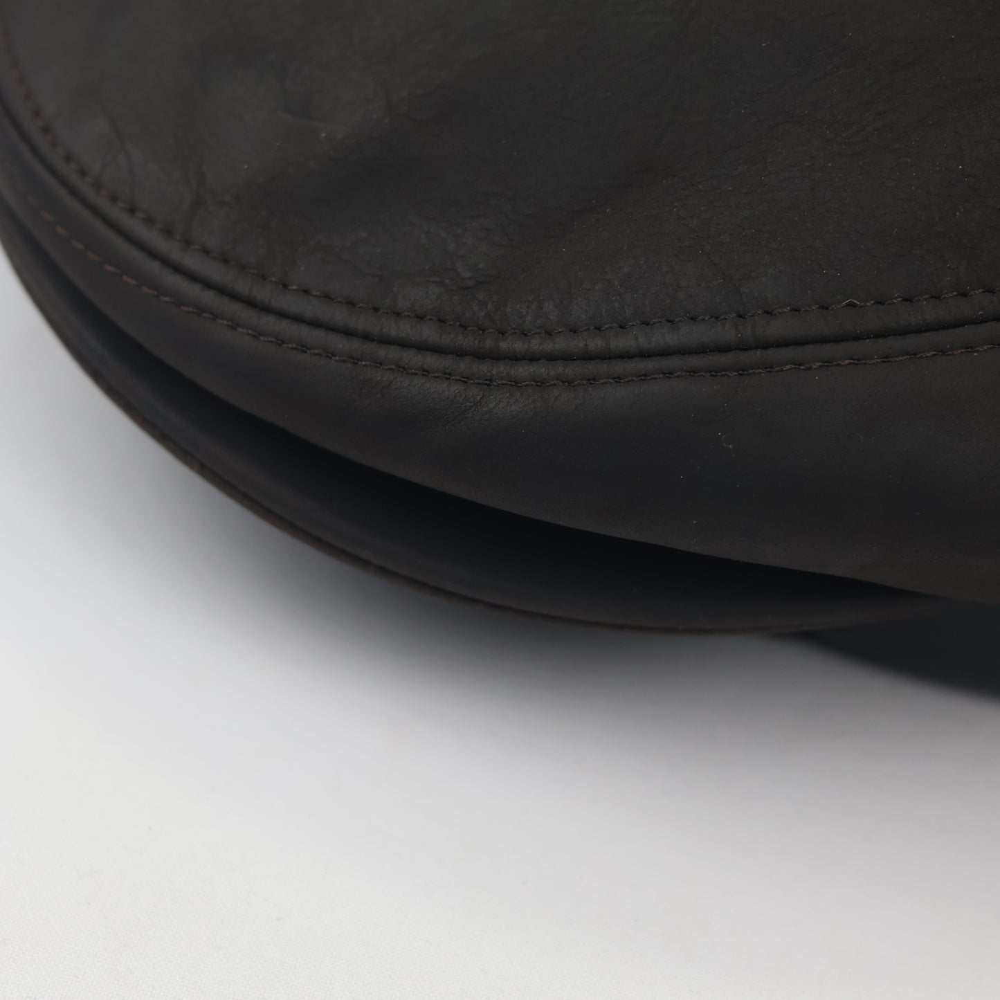 Vintage Genuine Leather Thrifted Flat Cap - Dark Brown Ivy Hat