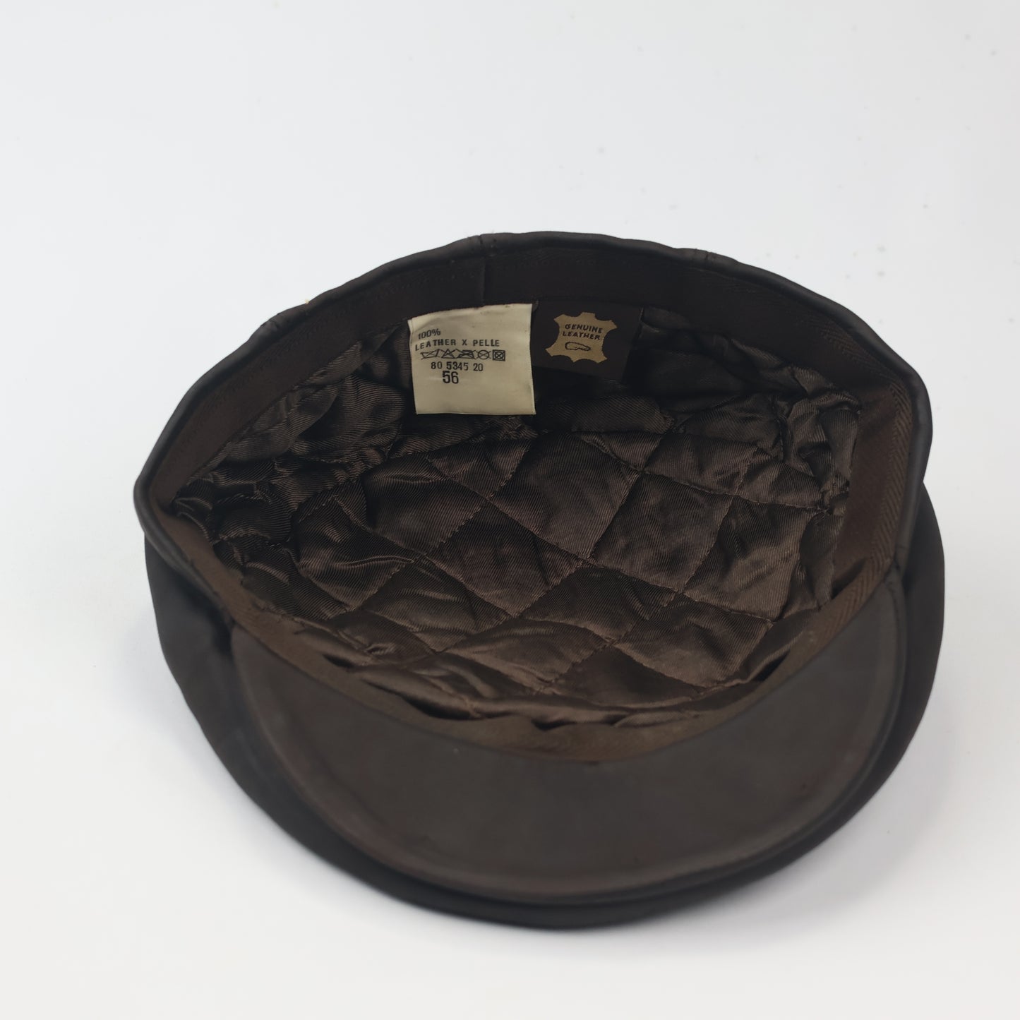 Vintage Genuine Leather Thrifted Flat Cap - Dark Brown Ivy Hat