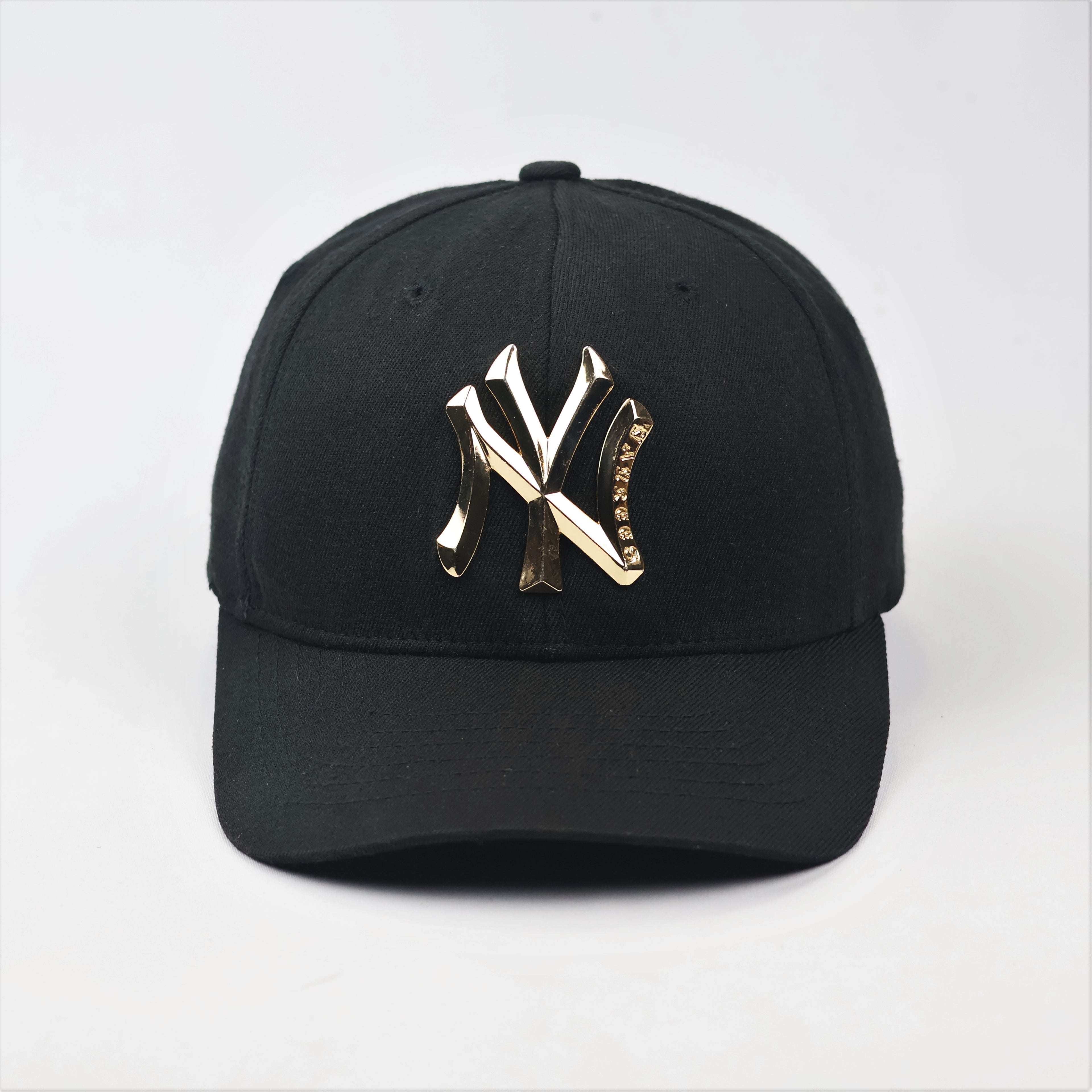 Premium Black MLB Yankees Thrifted Hat with 3D Gold Metal Emblem