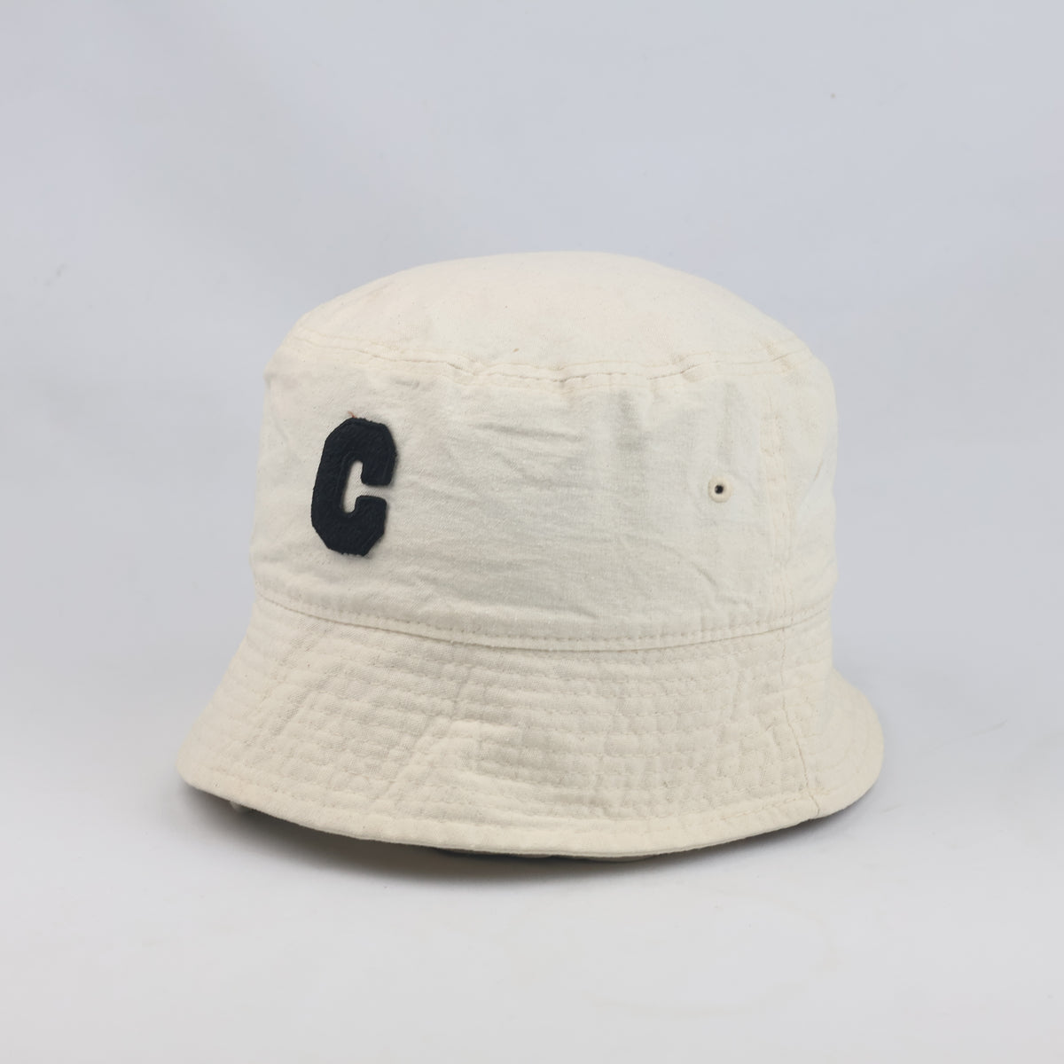 Thrifted CK Korea Canvas Bucket Hat | Minimalist Off-White Summer Hat (58-59cm)