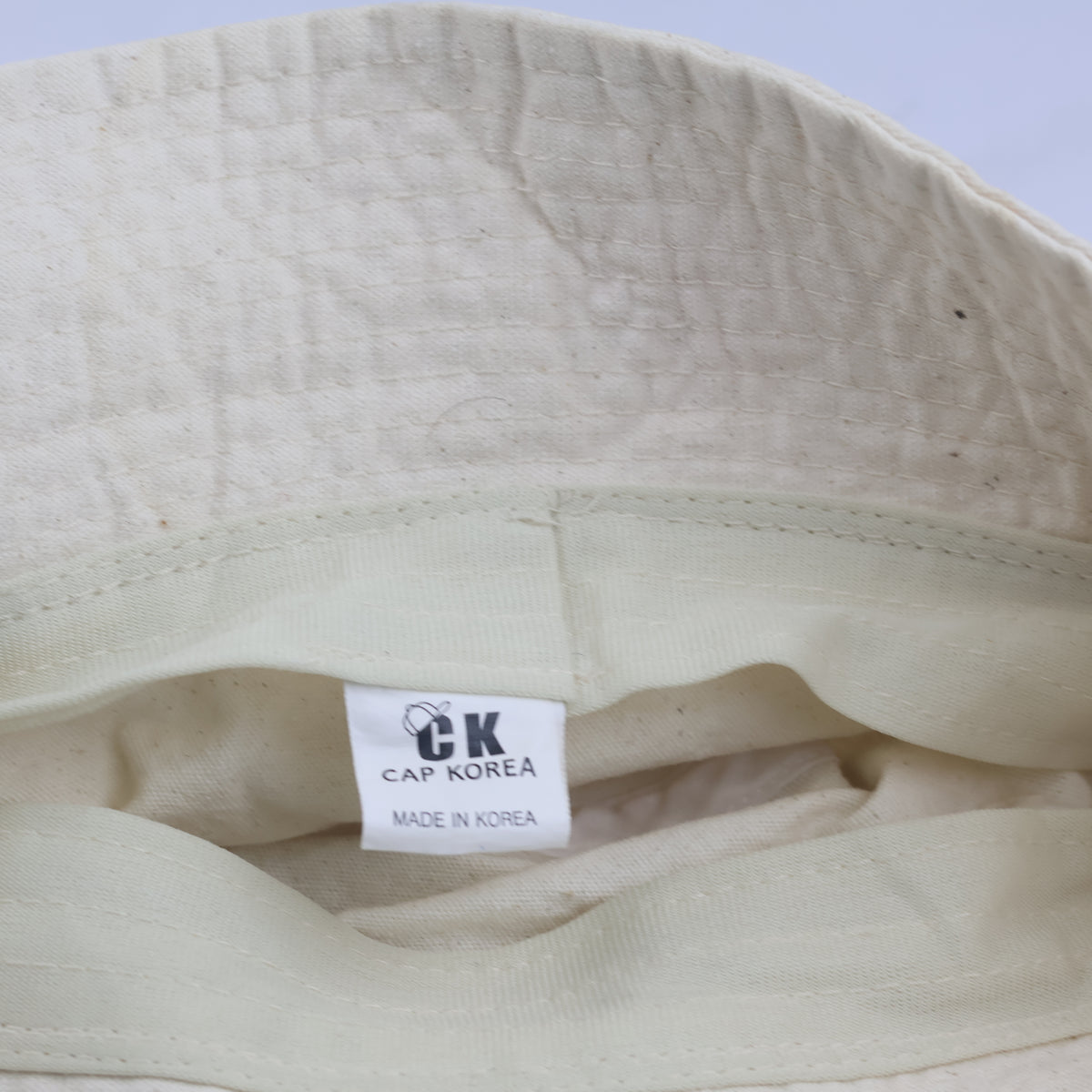 Thrifted CK Korea Canvas Bucket Hat | Minimalist Off-White Summer Hat (58-59cm)