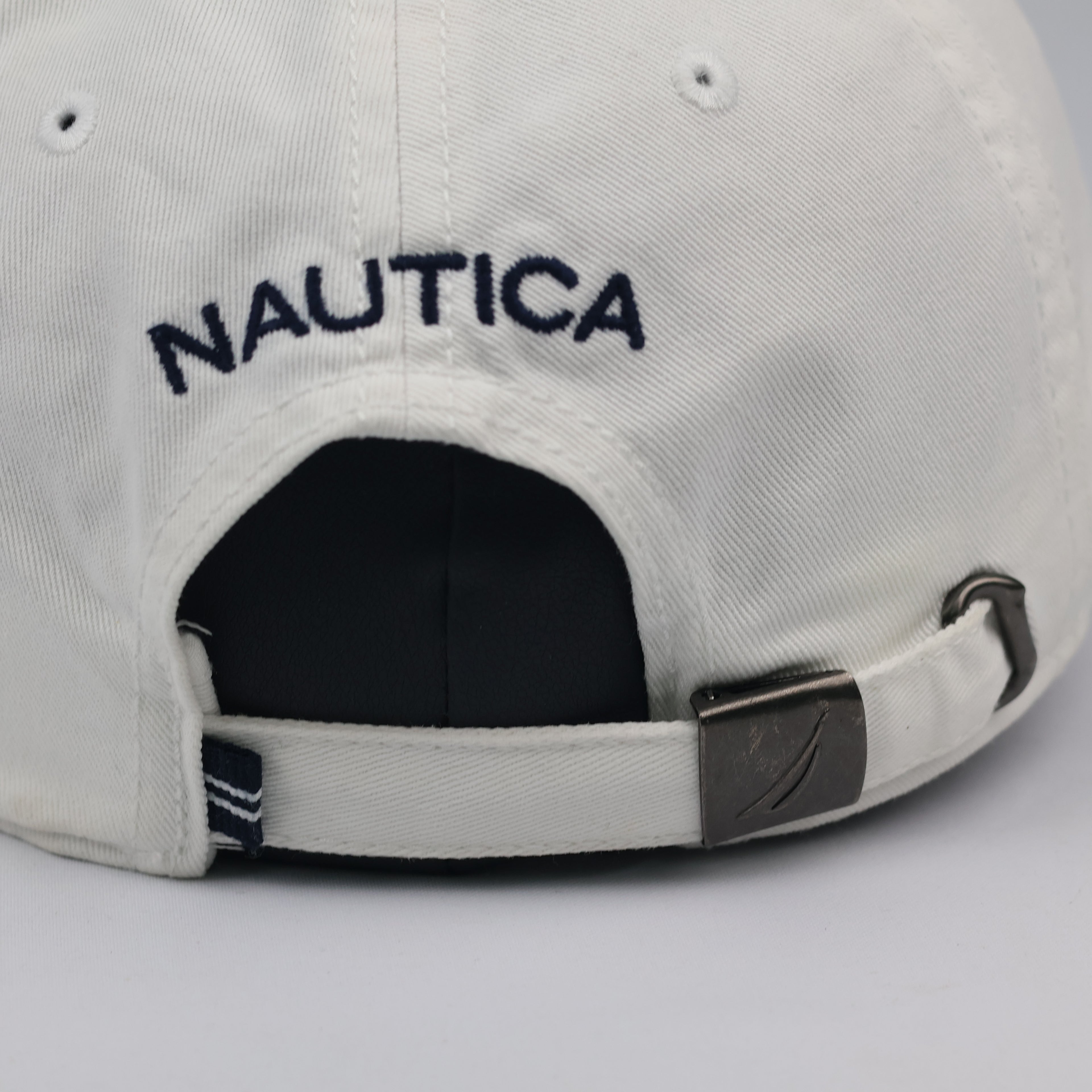 Thrifted Nautica White Cotton Strapback Dad Hat