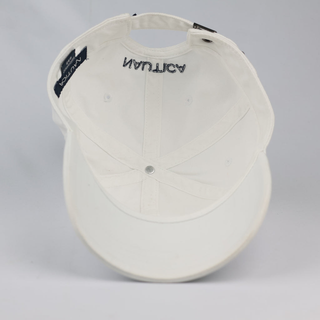 Thrifted Nautica White Cotton Strapback Dad Hat