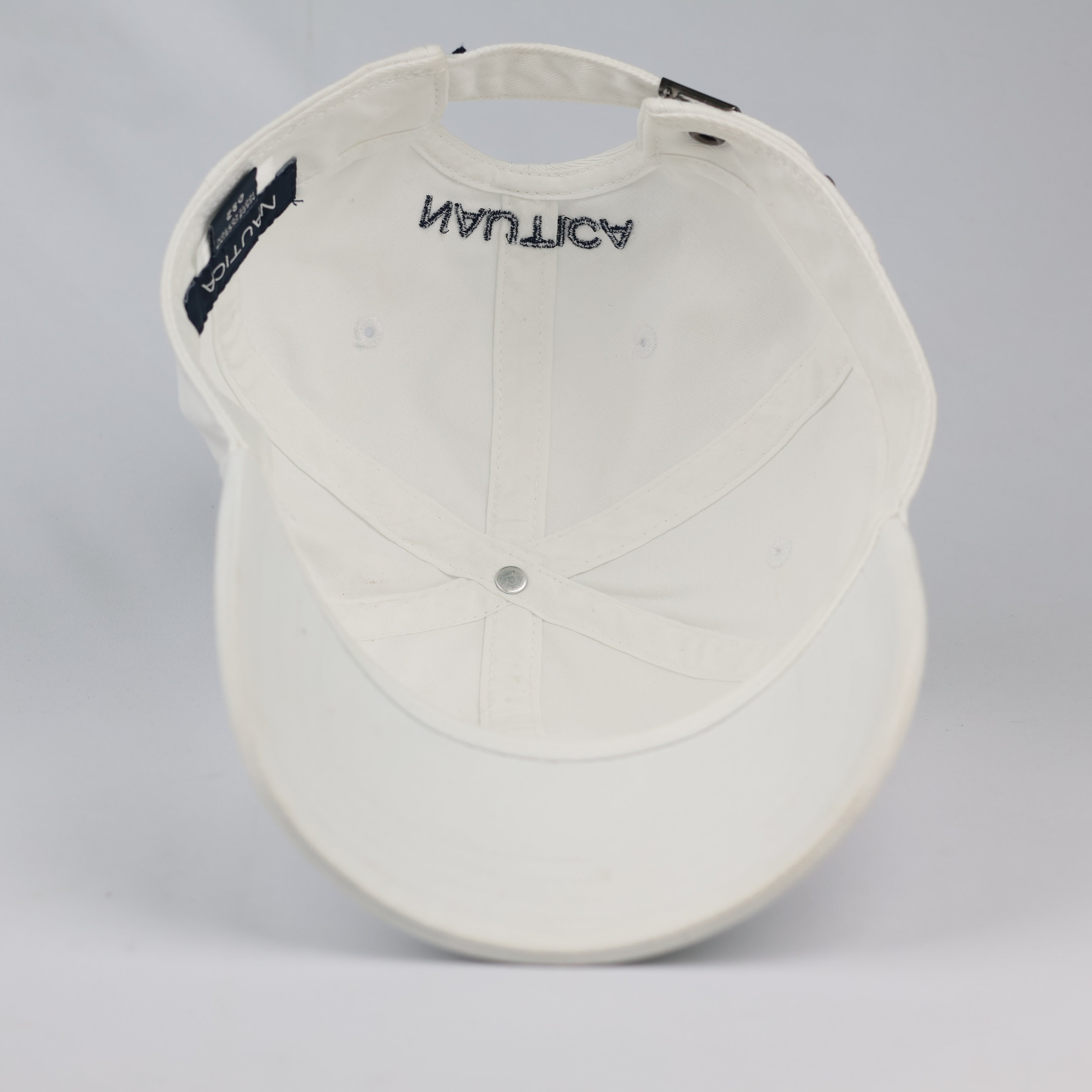 Thrifted Nautica White Cotton Strapback Dad Hat