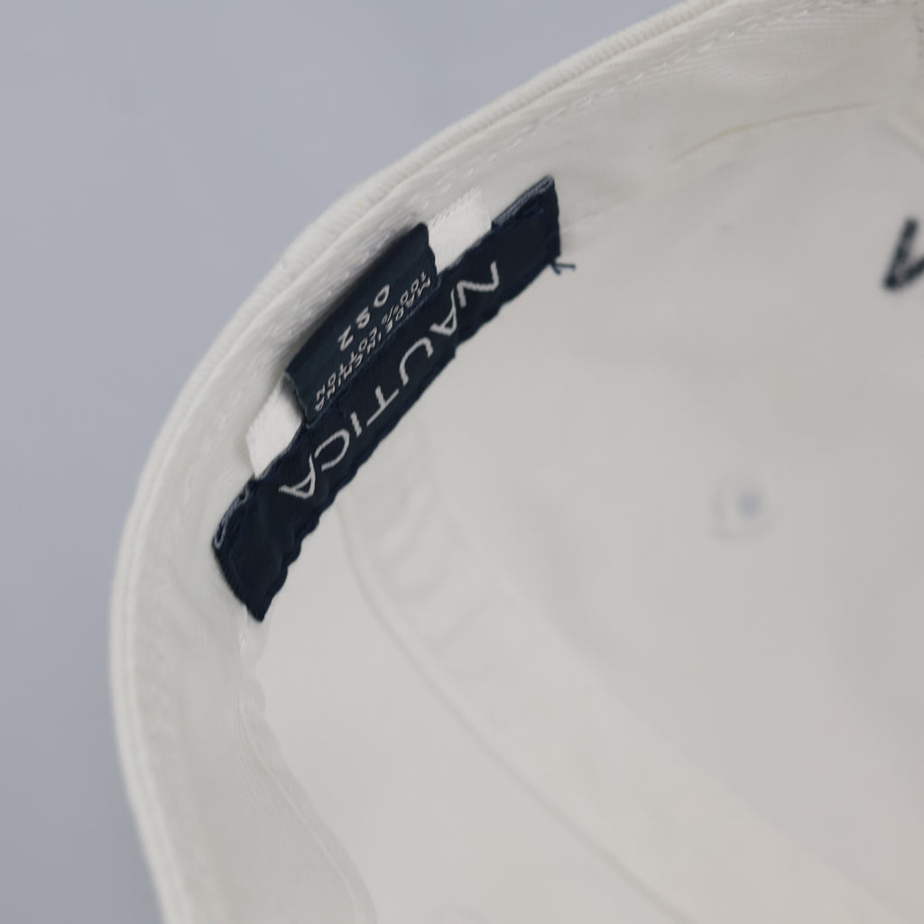 Thrifted Nautica White Cotton Strapback Dad Hat