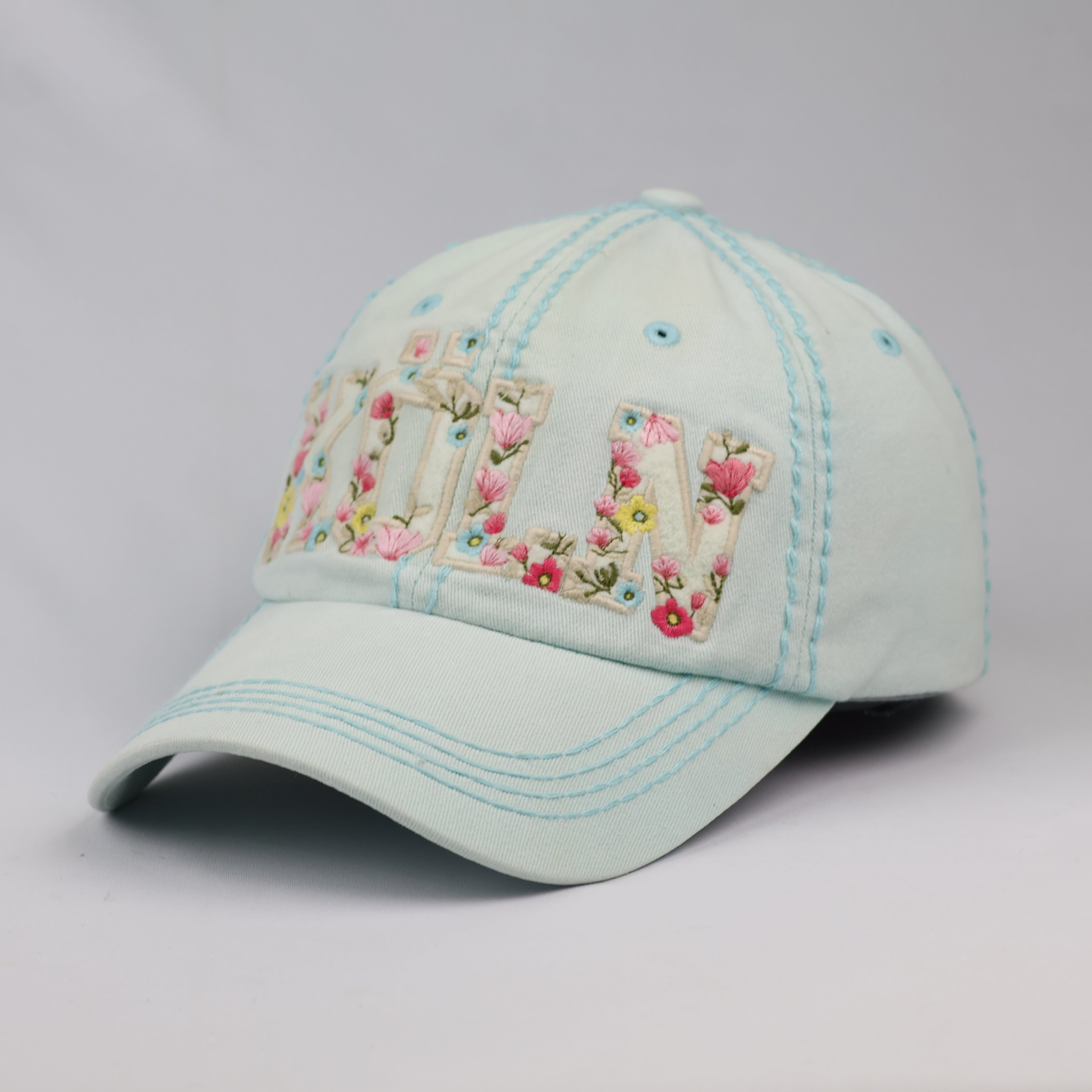 Thrifted Robin Ruth Köln Spellout Canvas Cap - Mint Green (Size 56-58cm)