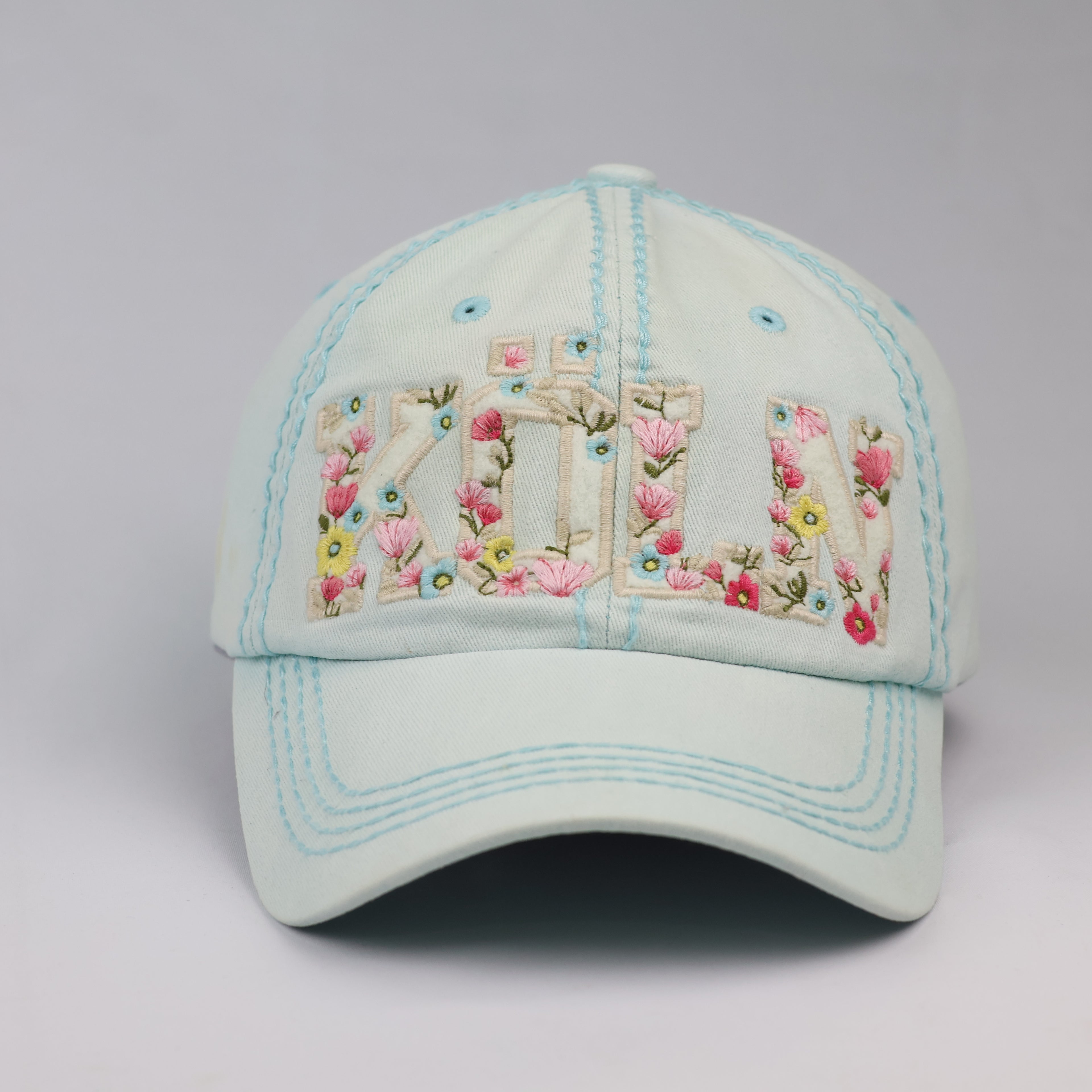 Thrifted Robin Ruth Köln Spellout Canvas Cap - Mint Green (Size 56-58cm)