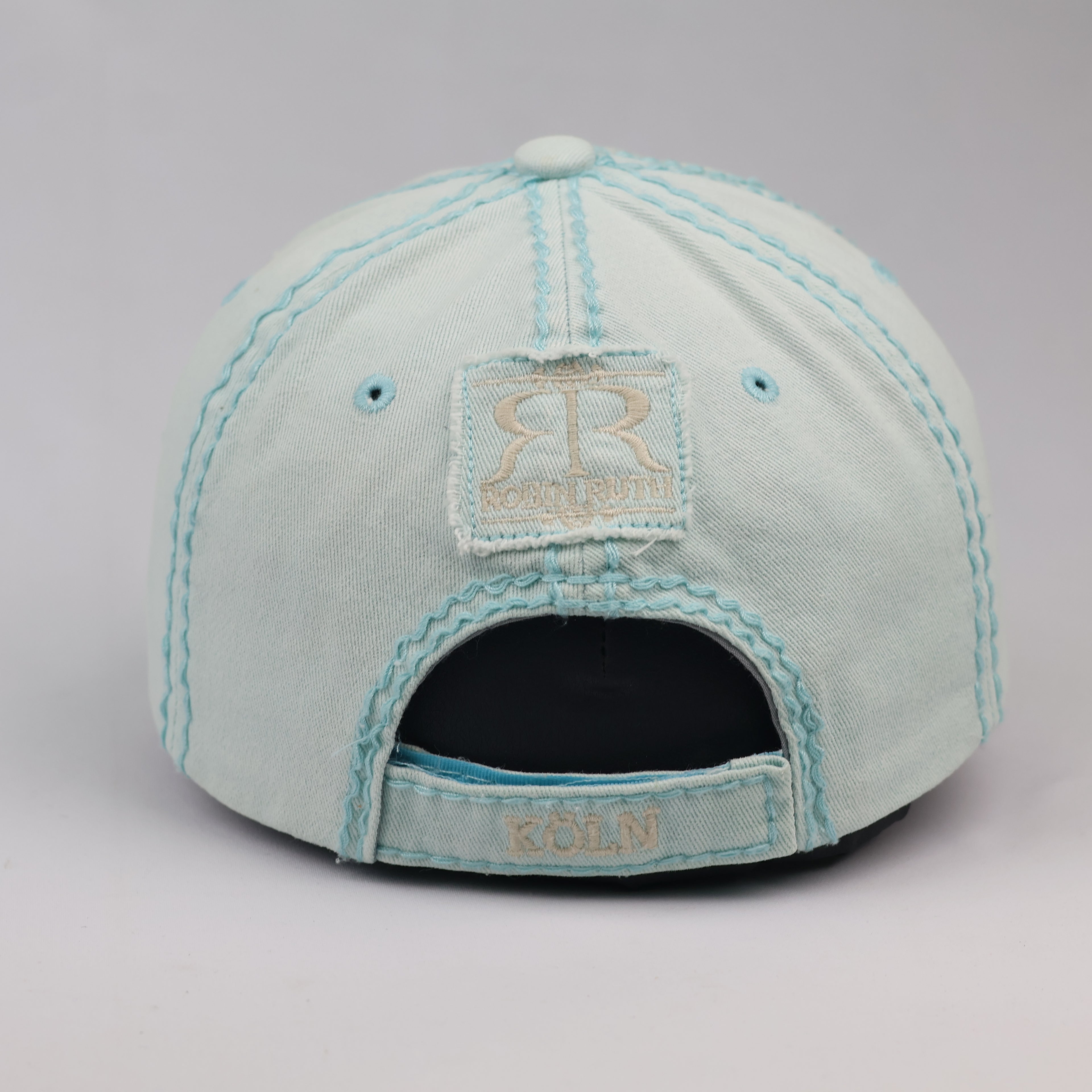 Thrifted Robin Ruth Köln Spellout Canvas Cap - Mint Green (Size 56-58cm)
