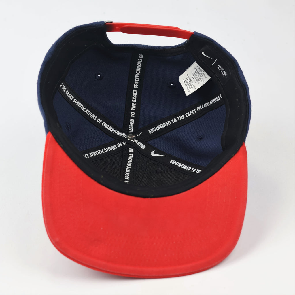 Vintage Nike Pro Dri-FIT Snapback Thrifted Hat - Navy Blue & Red Two-Tone Cap