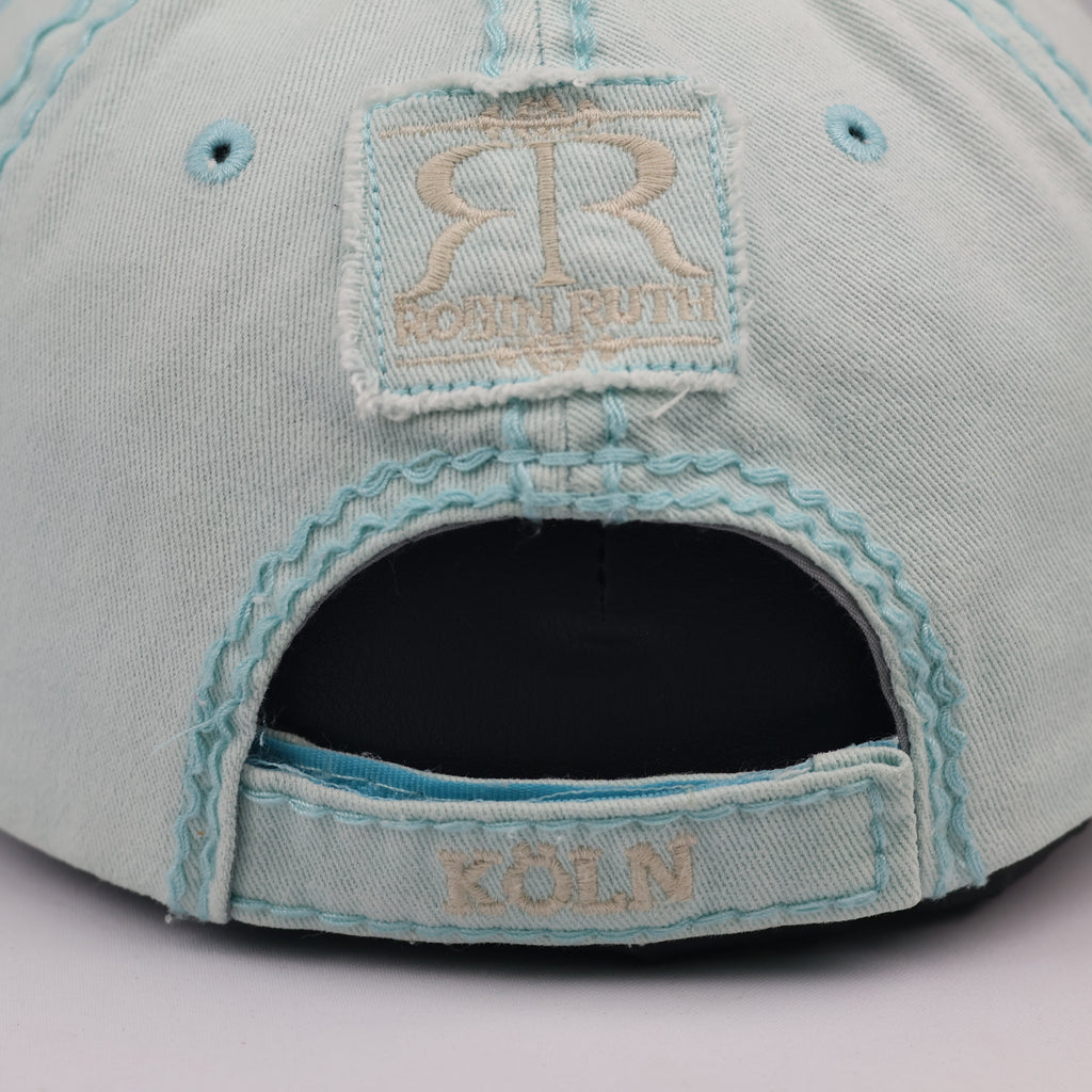 Thrifted Robin Ruth Köln Spellout Canvas Cap - Mint Green (Size 56-58cm)