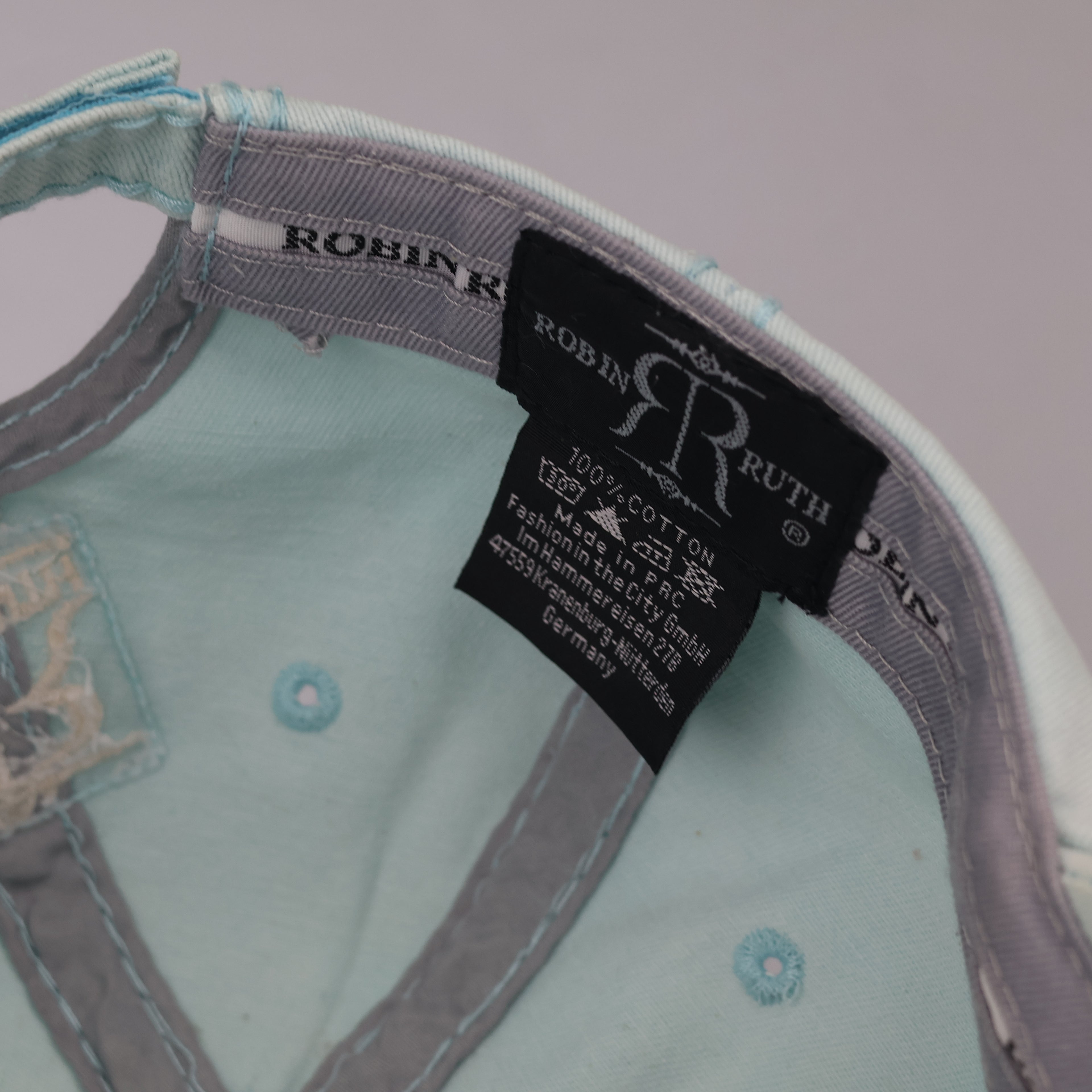 Thrifted Robin Ruth Köln Spellout Canvas Cap - Mint Green (Size 56-58cm)