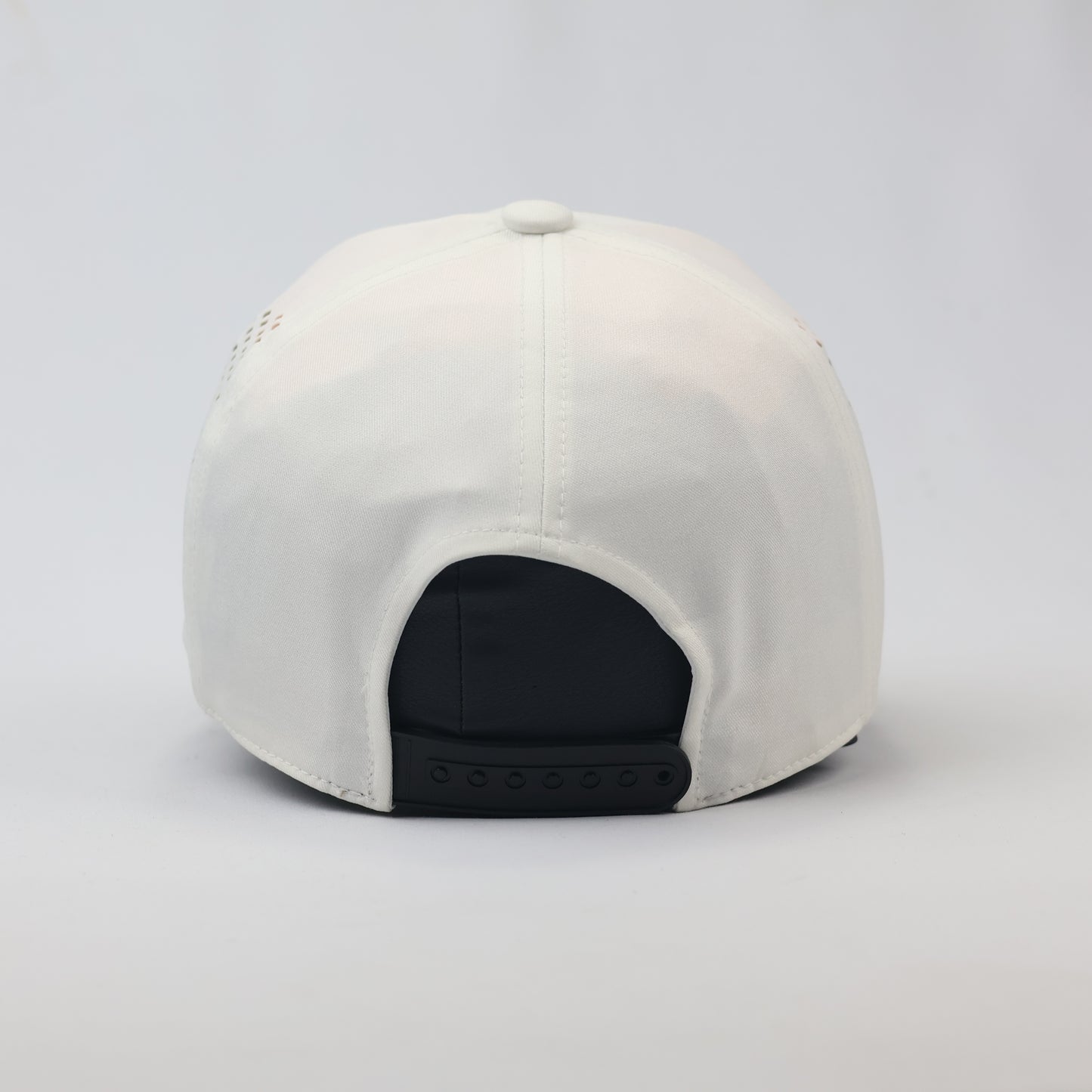 Descente Golf White Performance Thrifted Cap - Laser Cut Vents