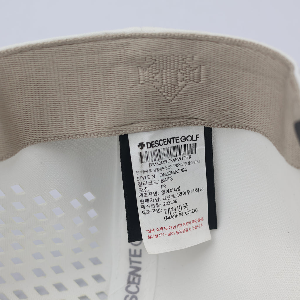 Descente Golf White Performance Thrifted Cap - Laser Cut Vents