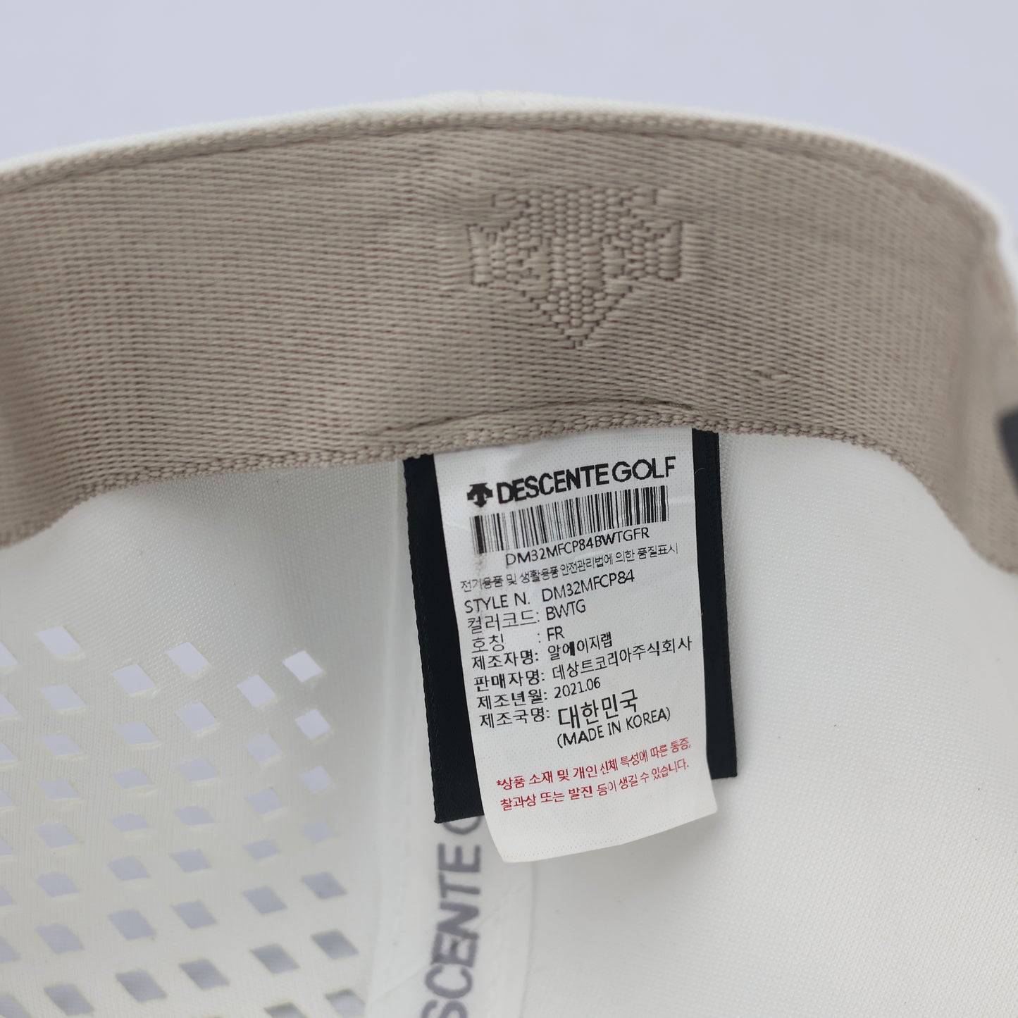 Descente Golf White Performance Thrifted Cap - Laser Cut Vents