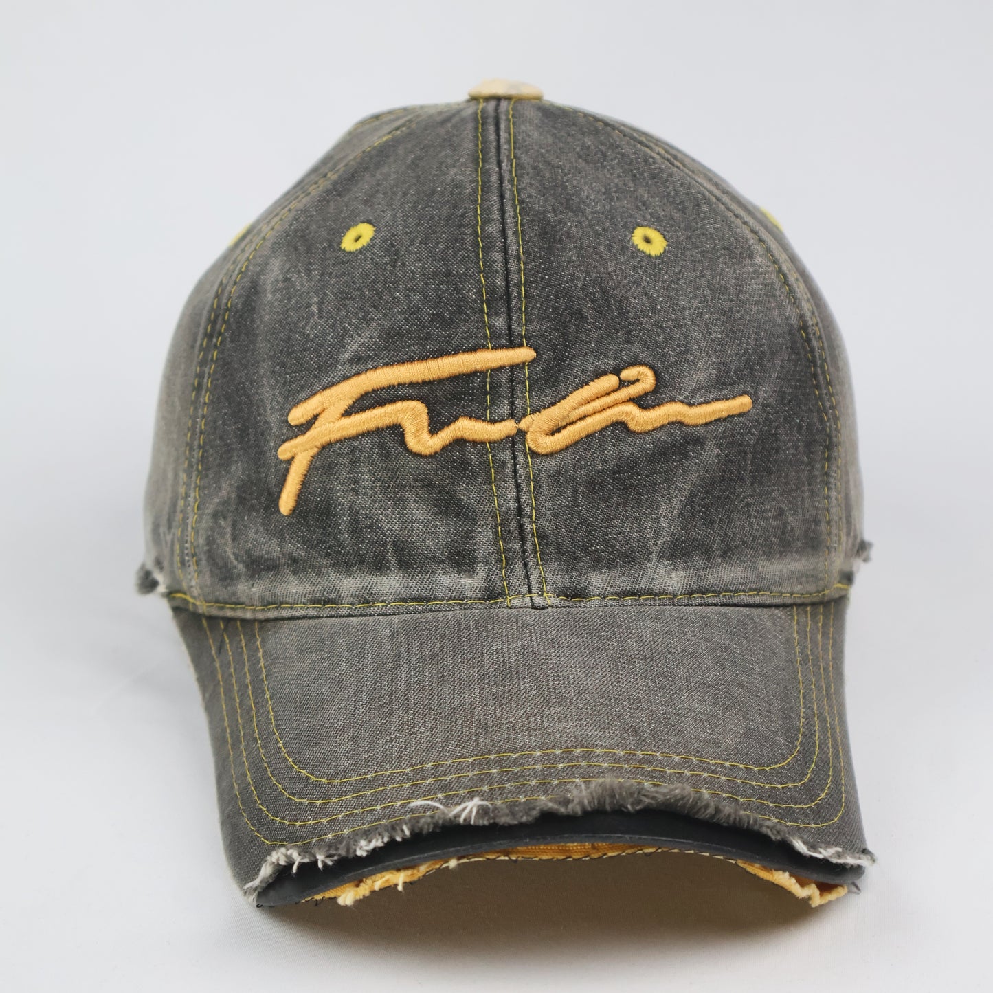 Embroidered Script Vintage Wash Cap - Distressed Black