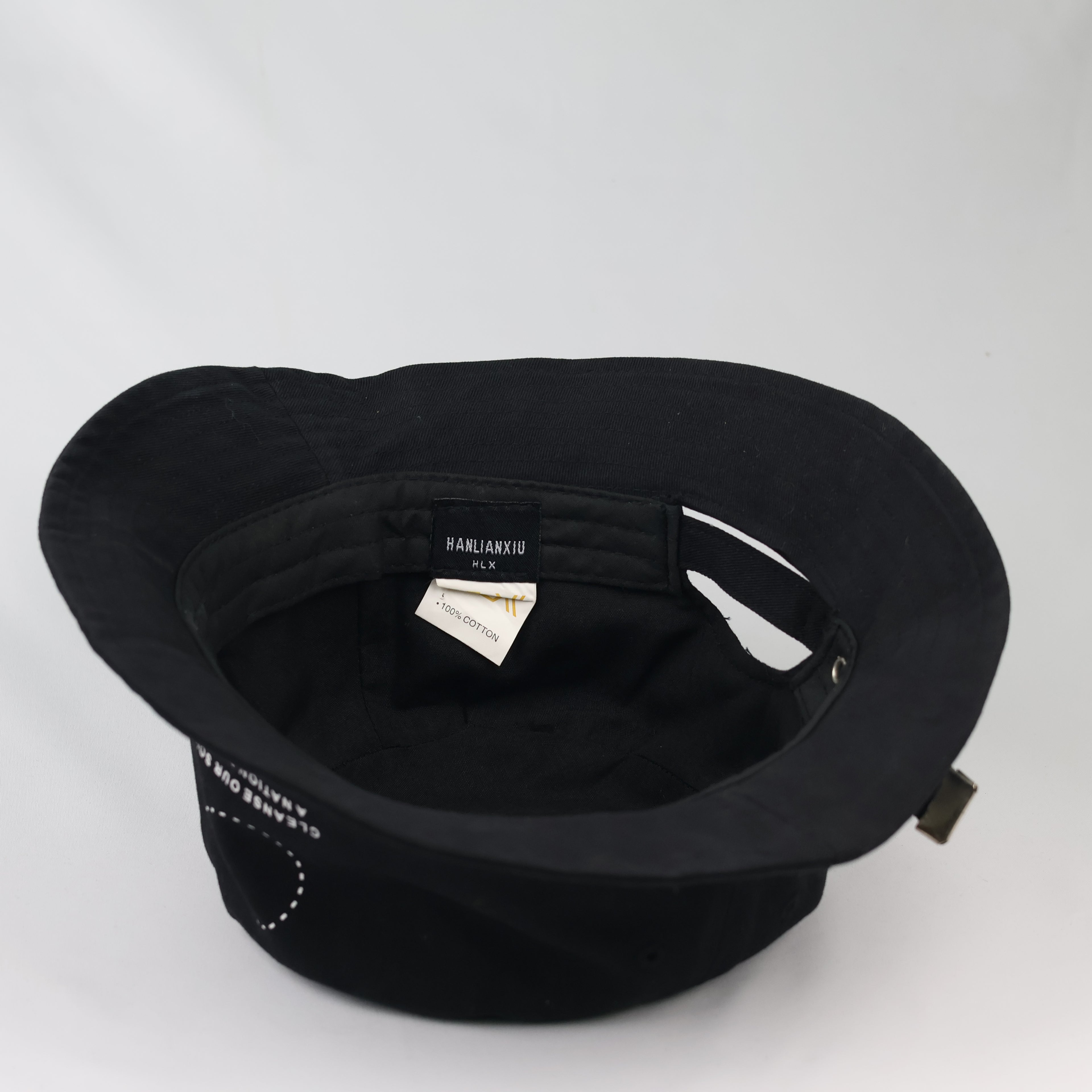 Thrifted Hanlianxiu Black Cotton Purge Bucket Hat