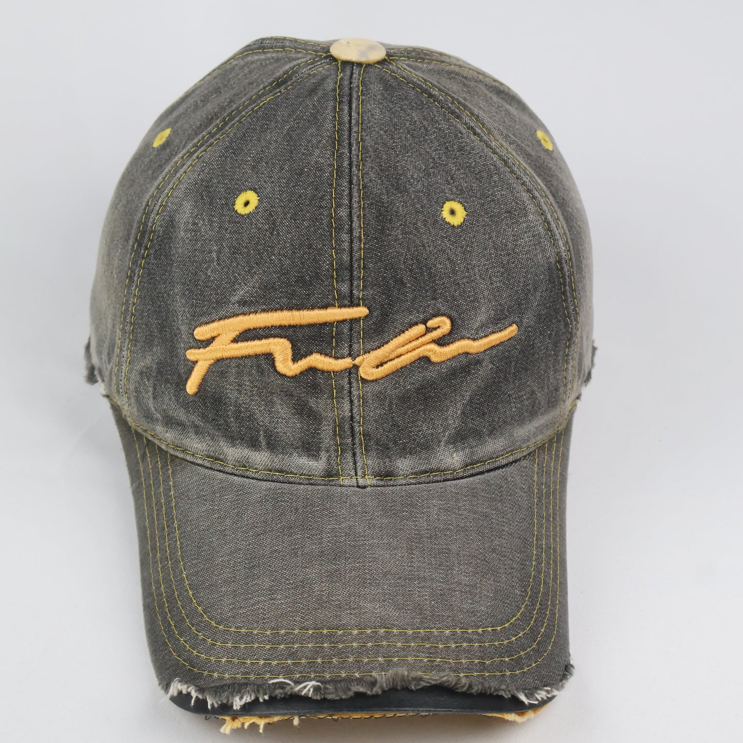 Embroidered Script Vintage Wash Cap - Distressed Black