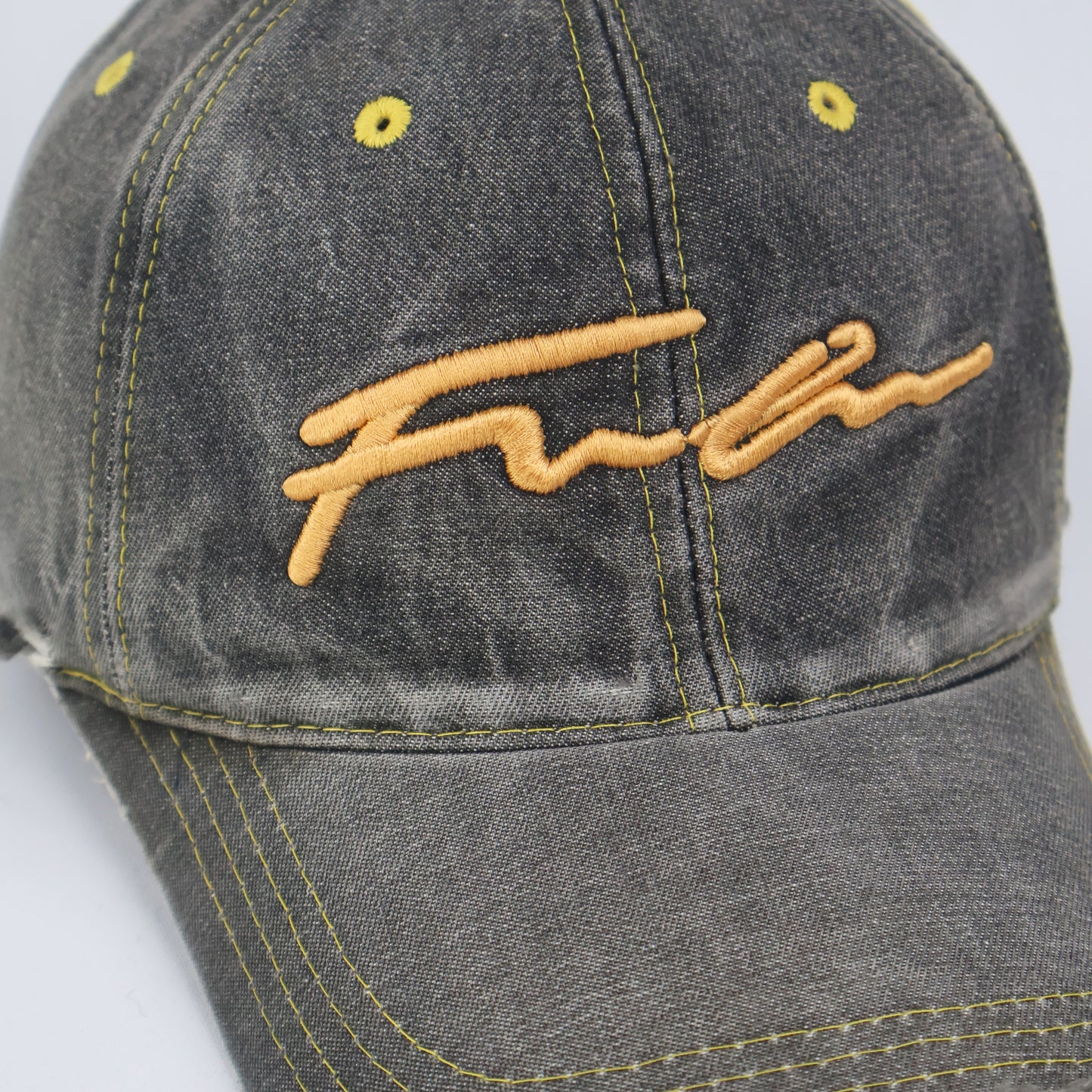Embroidered Script Vintage Wash Cap - Distressed Black