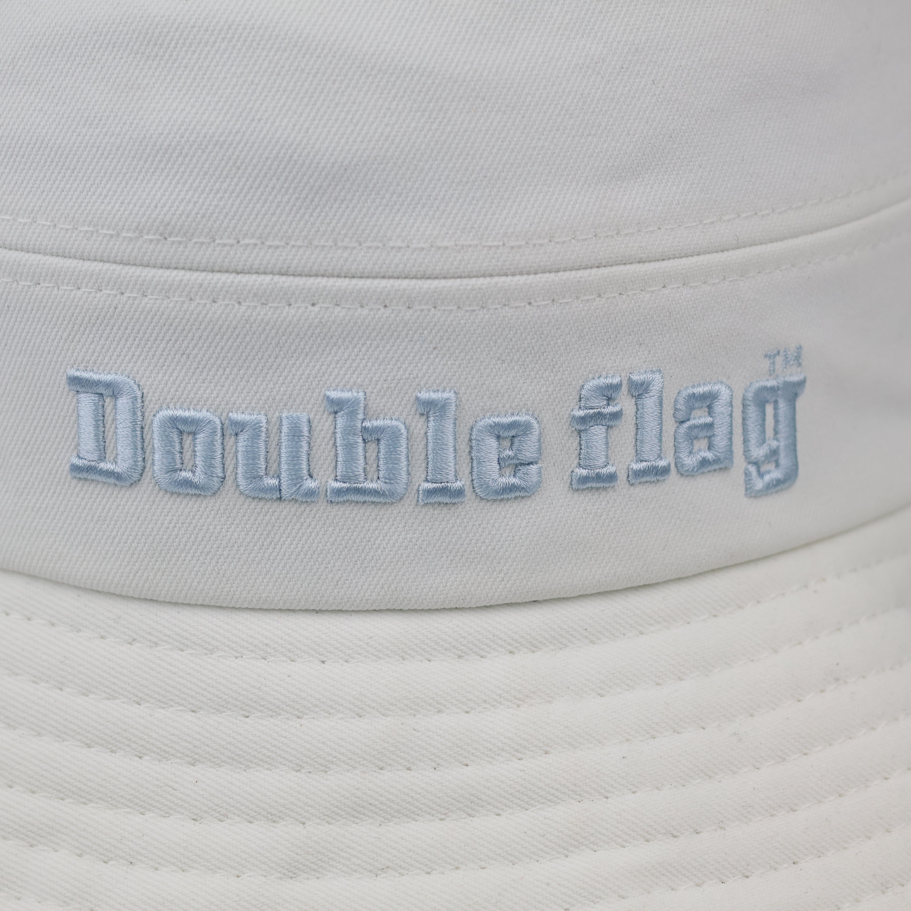 Thrifted Double Flag Spellout Bucket Hat with Adjustable Chin Straps