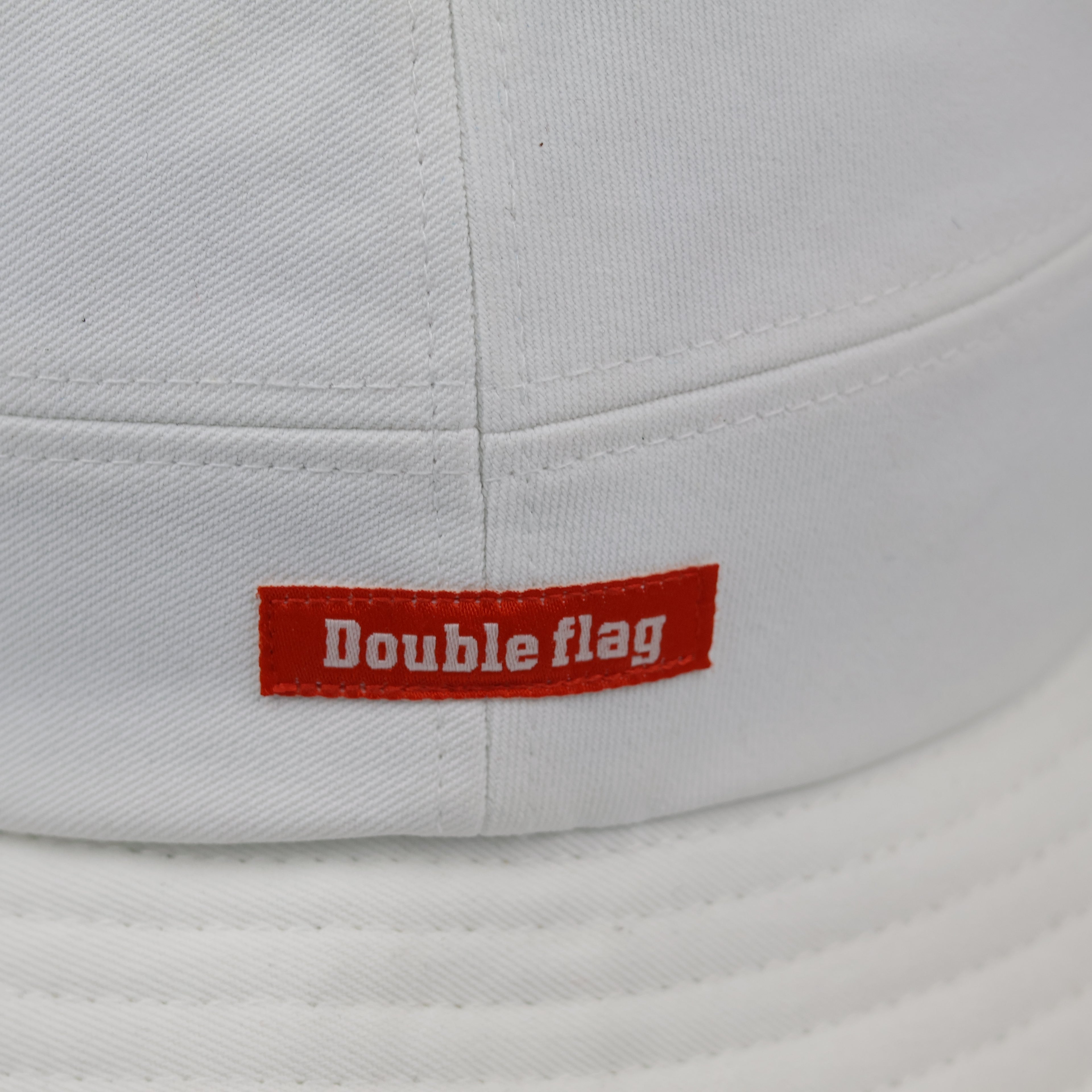 Thrifted Double Flag Spellout Bucket Hat with Adjustable Chin Straps