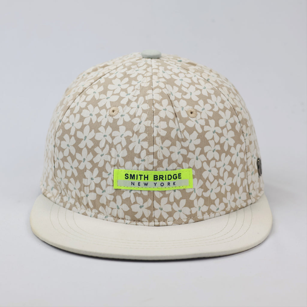 Smith Bridge New York Floral Thrifted Snapback Cap - Beige & White