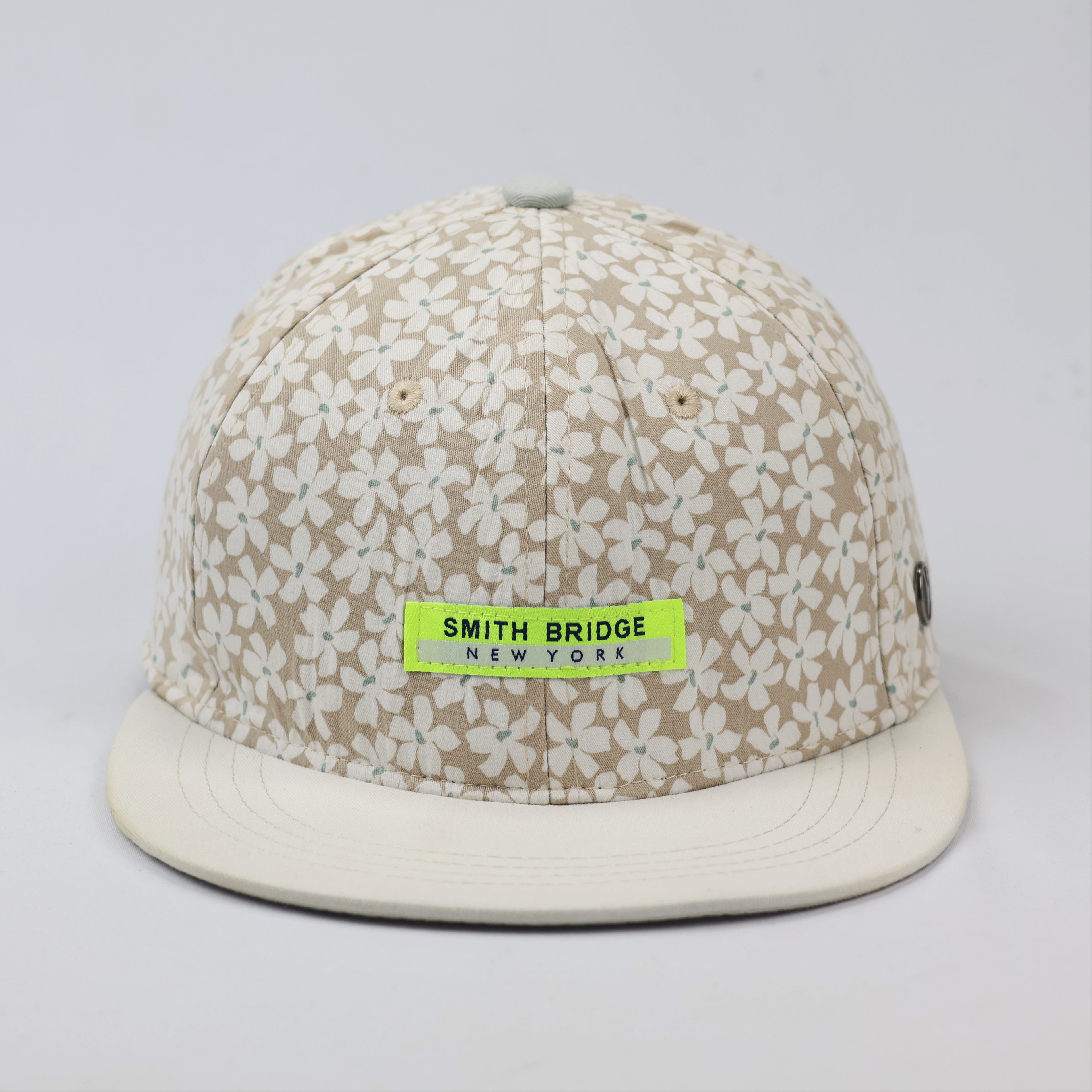 Smith Bridge New York Floral Thrifted Snapback Cap - Beige & White