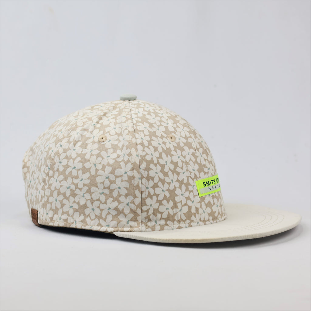 Smith Bridge New York Floral Thrifted Snapback Cap - Beige & White