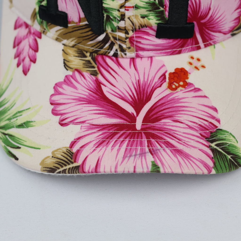 Thrifted New York Tropical Hibiscus Print Summer Hat